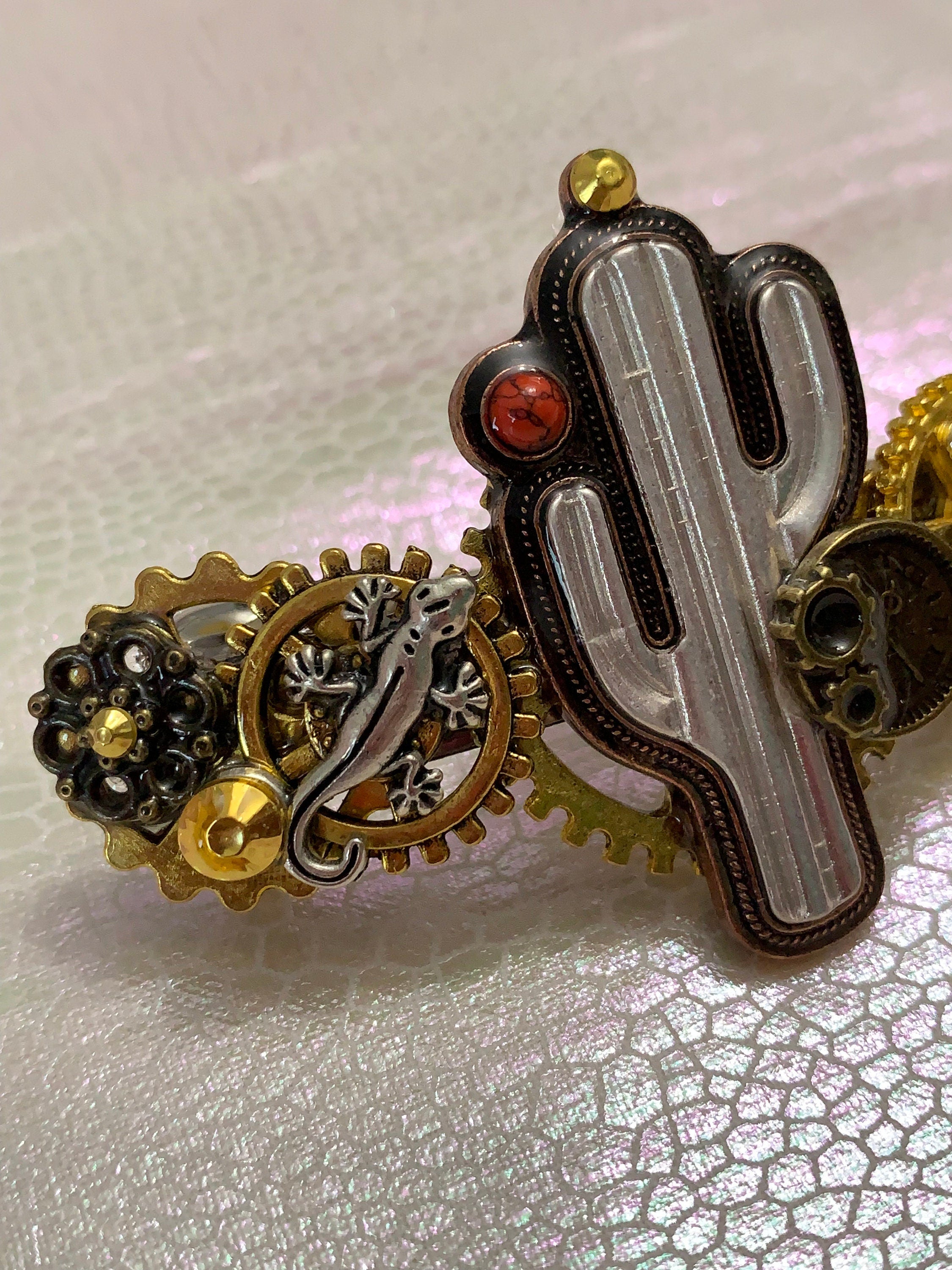 Cactus Desert Steampunk hair clip