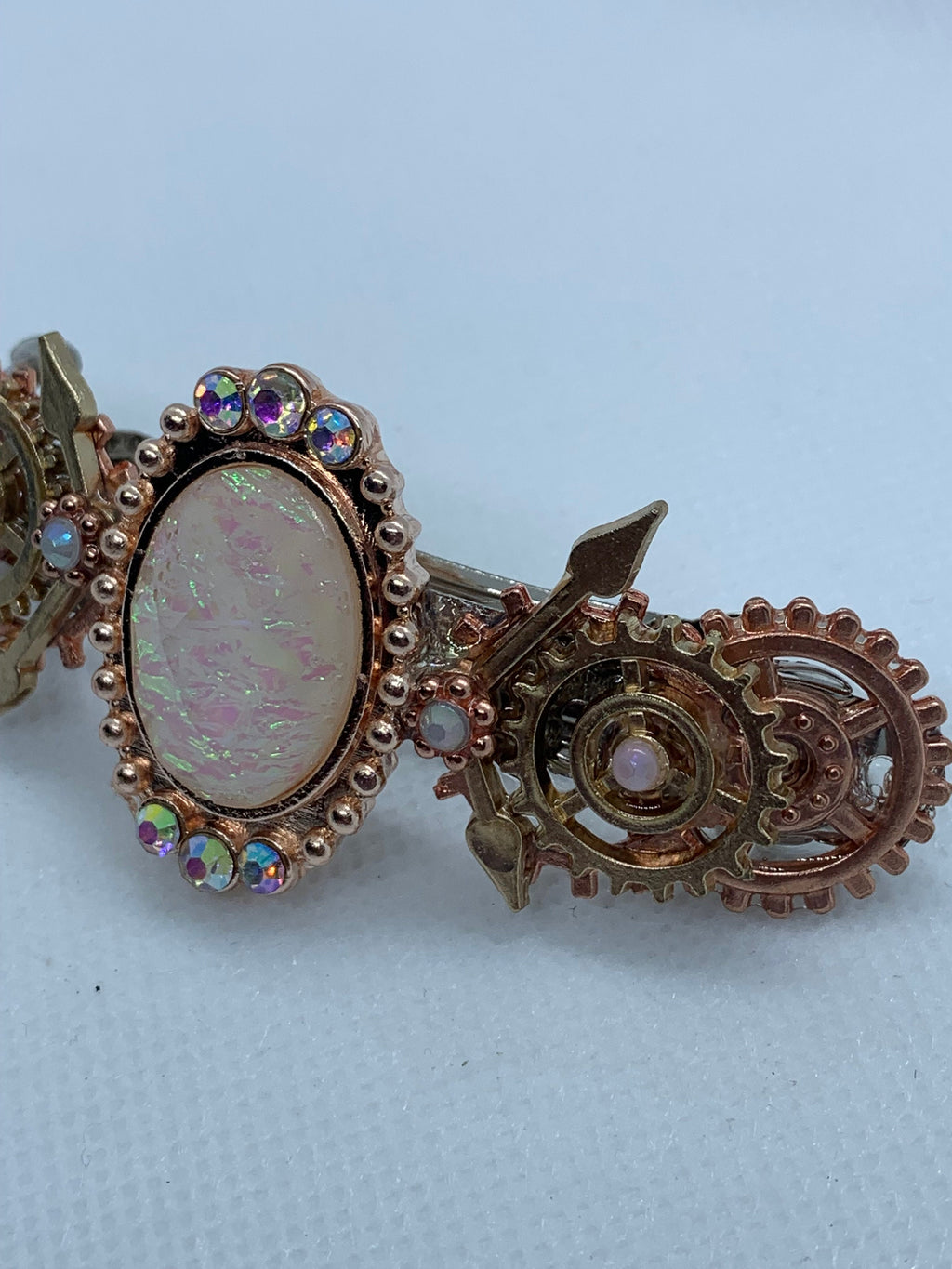 Steampunk Rose gold Rose Quarts look Stone Hair Clip