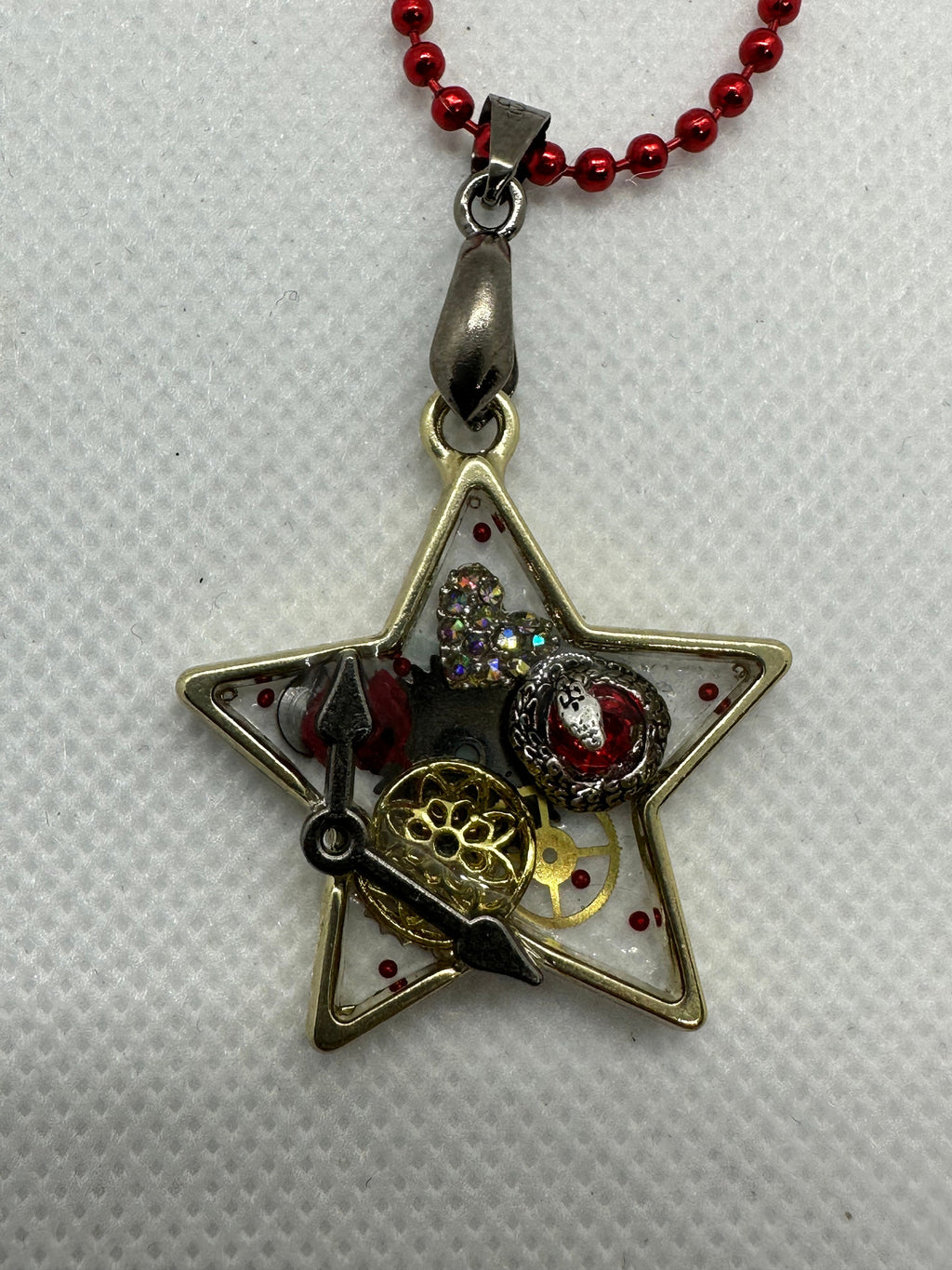 Steampunk Gold Star Necklace with Snake