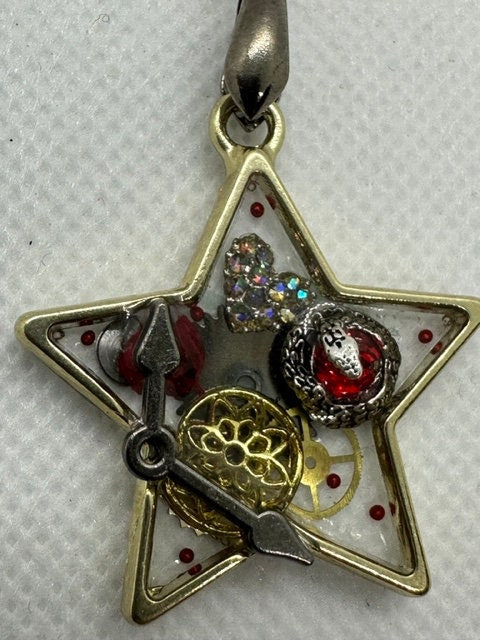 Steampunk Gold Star Necklace with Snake
