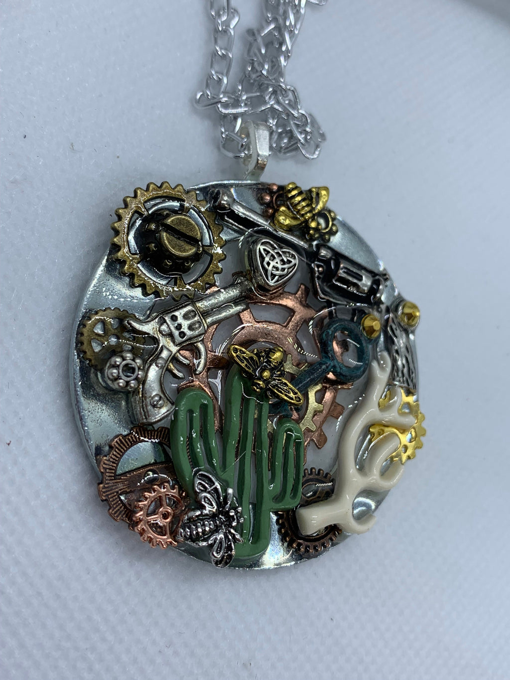 Cactus Desert Inspired Steampunk Necklace