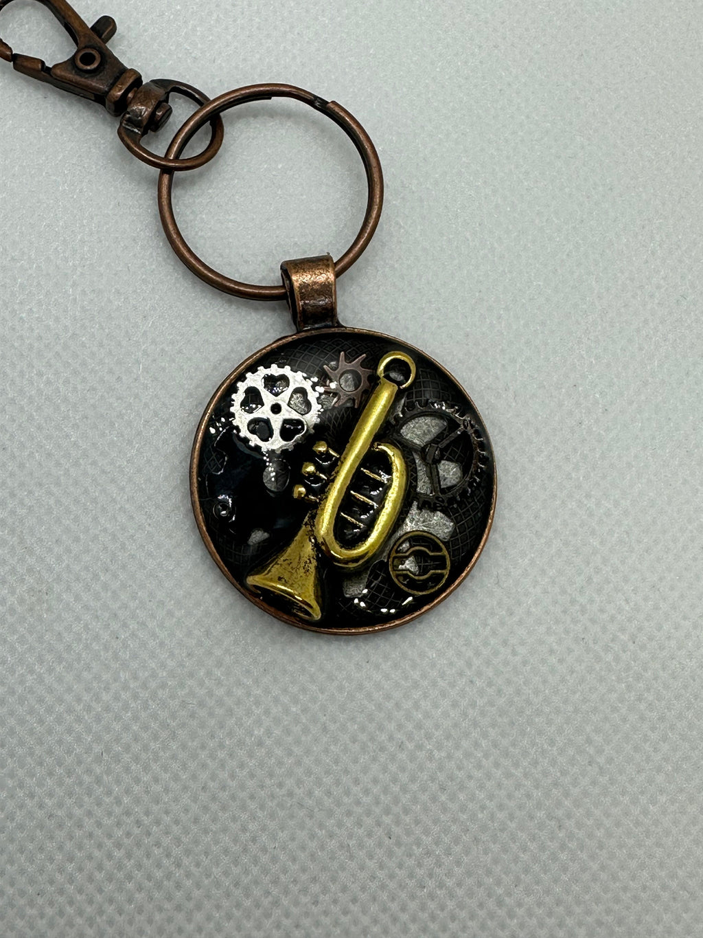 Trumpet Steampunk Keychain