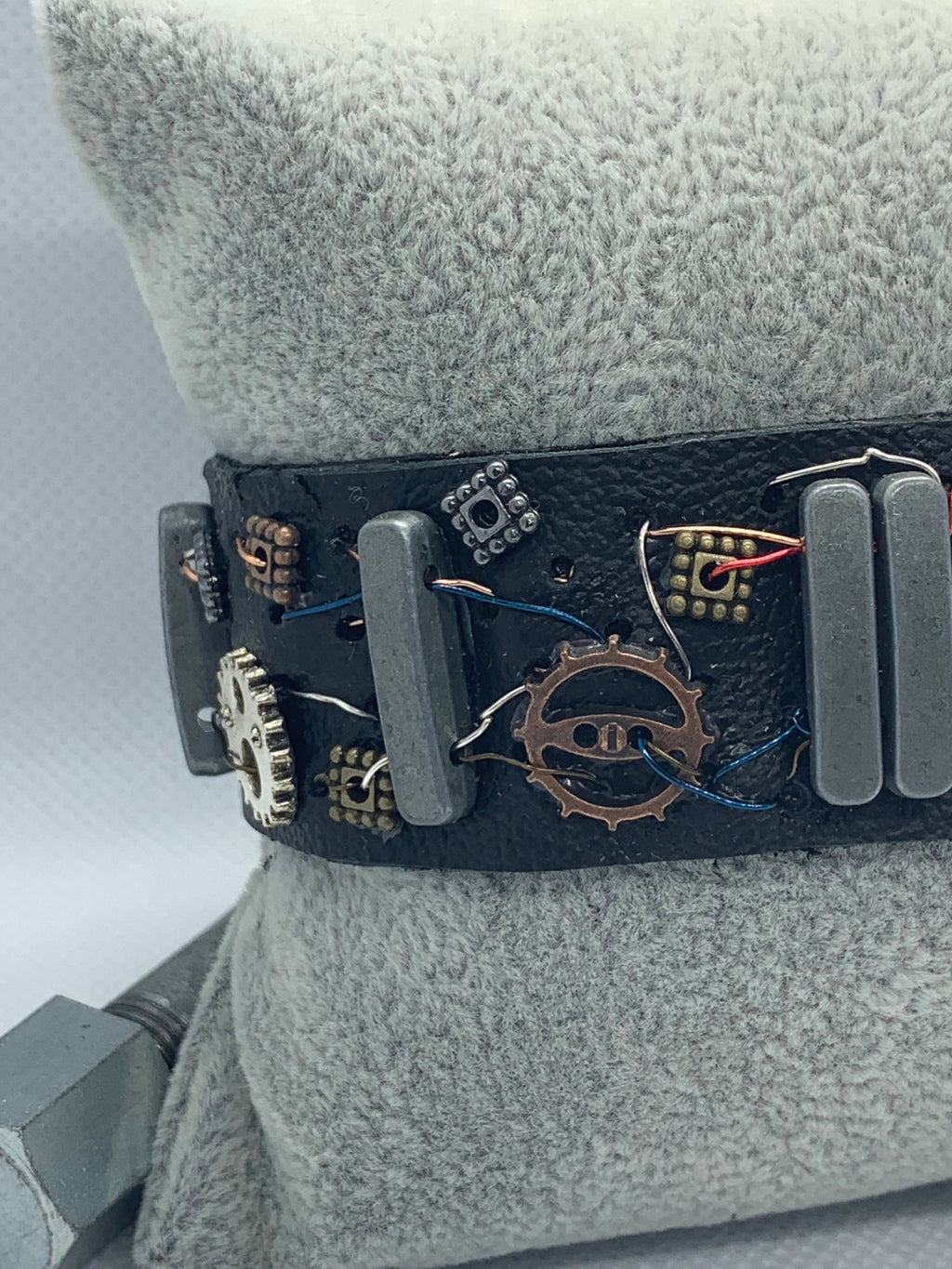 Black Leather Steampunk Electrical Theme Bracelet
