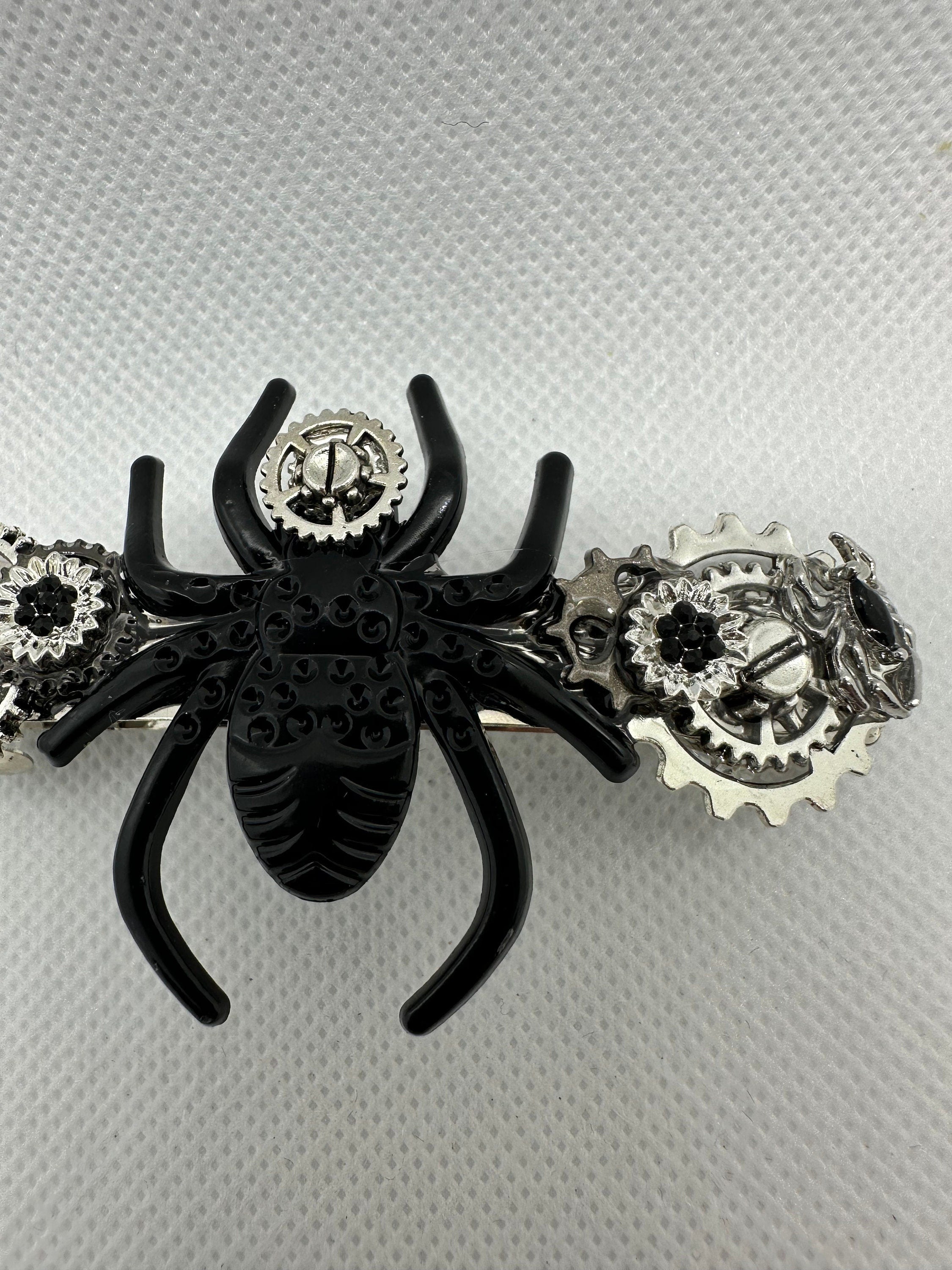 Halloween Steampunk Black Spider Hair Clip