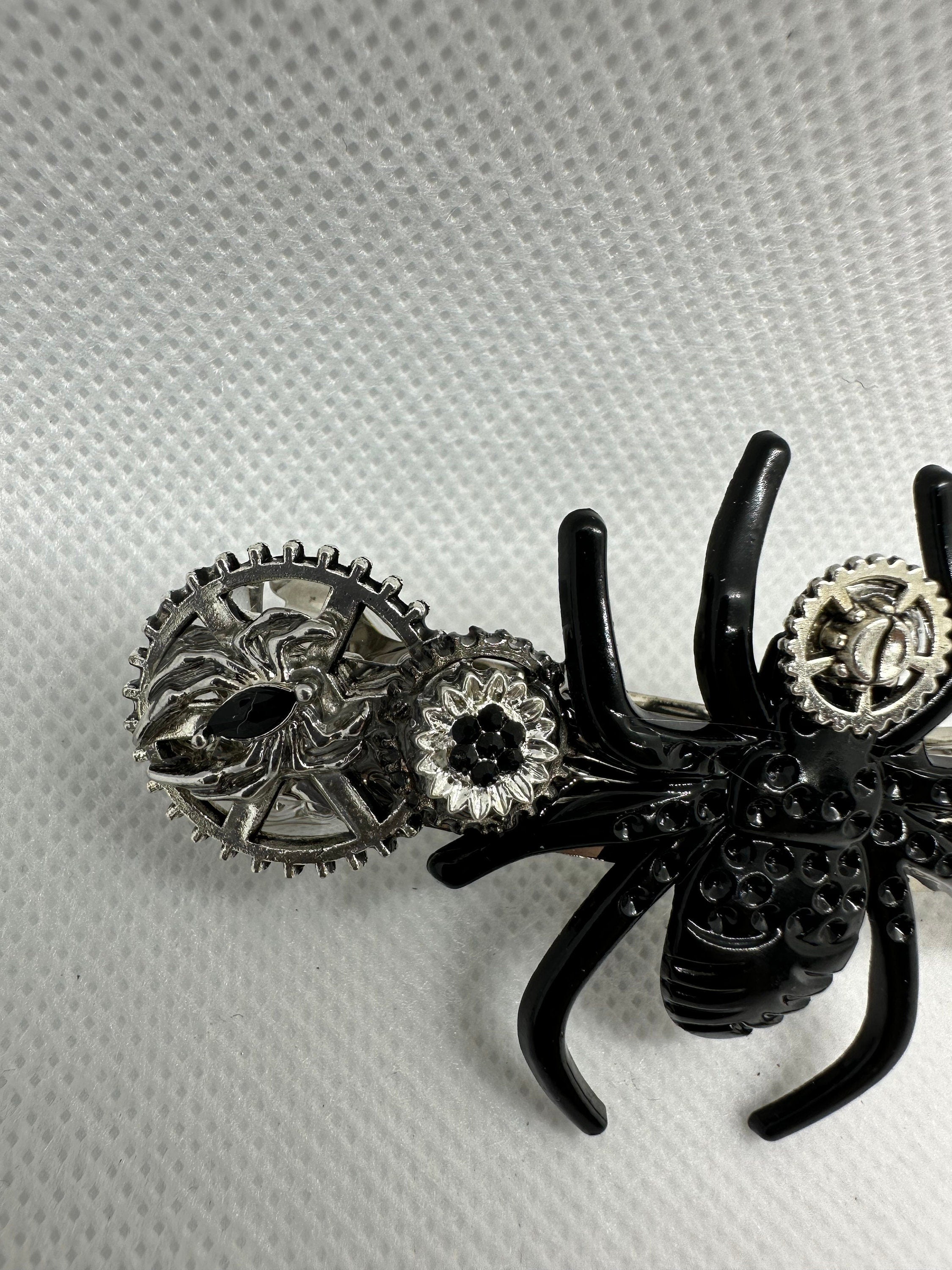 Halloween Steampunk Black Spider Hair Clip
