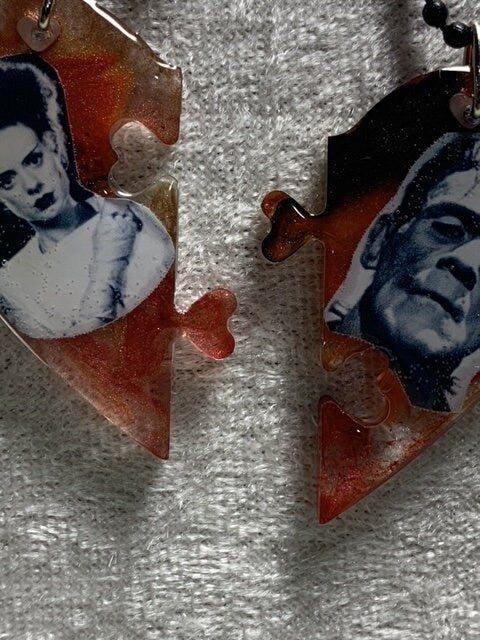 Frankenstein's Monster Frankenstein's Bride Broken Heart Necklace Halloween