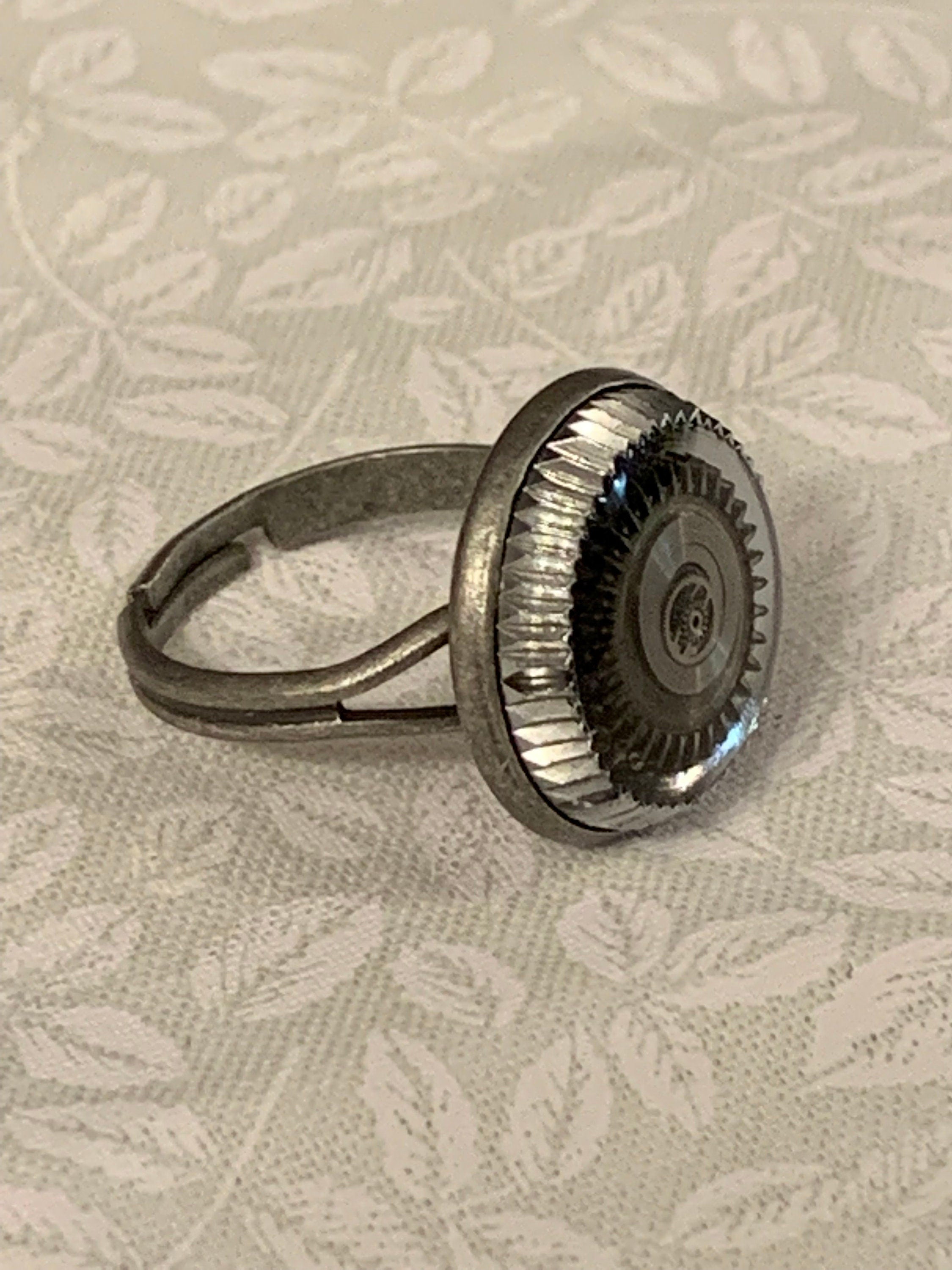 Steampunk Silver adjustable ring