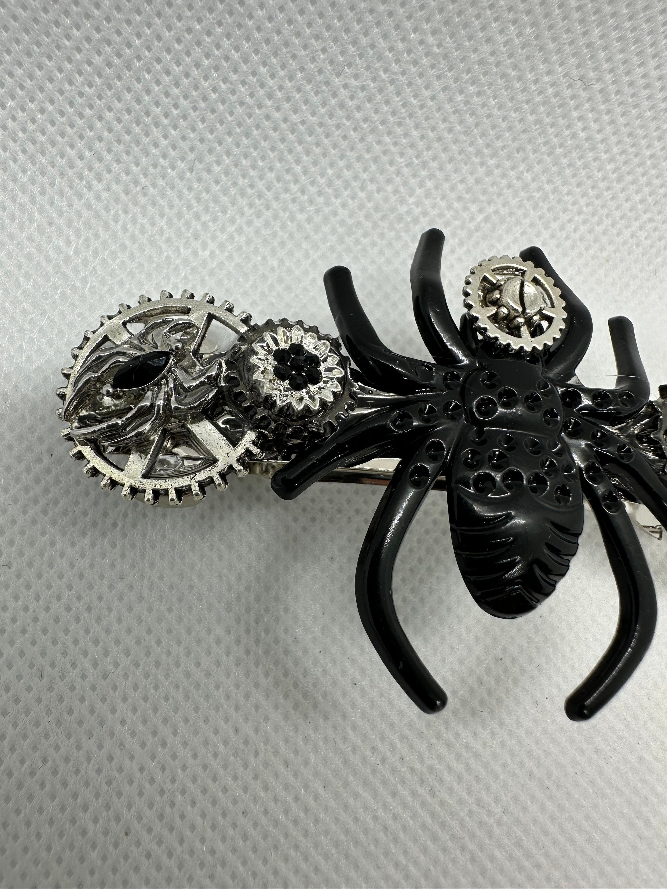 Halloween Steampunk Black Spider Hair Clip