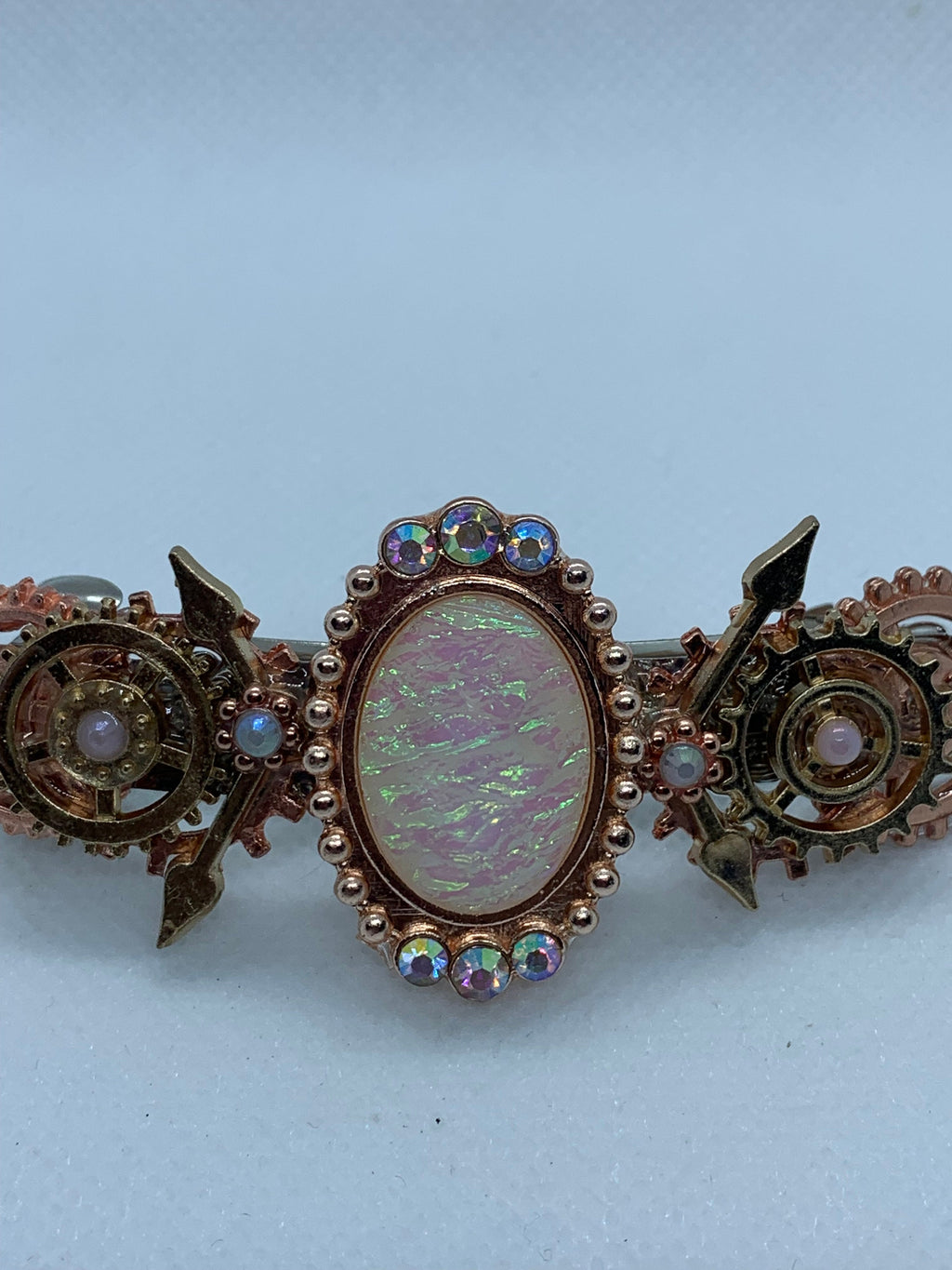 Steampunk Rose gold Rose Quarts look Stone Hair Clip