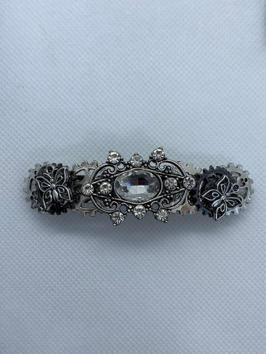 Rhinestone Silver Steampunk Butterfly Hair clip