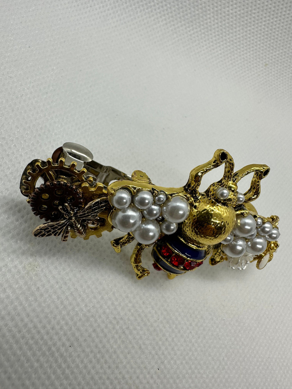 Red, White, Blue and Gold Steampunk Beatle Hairclip