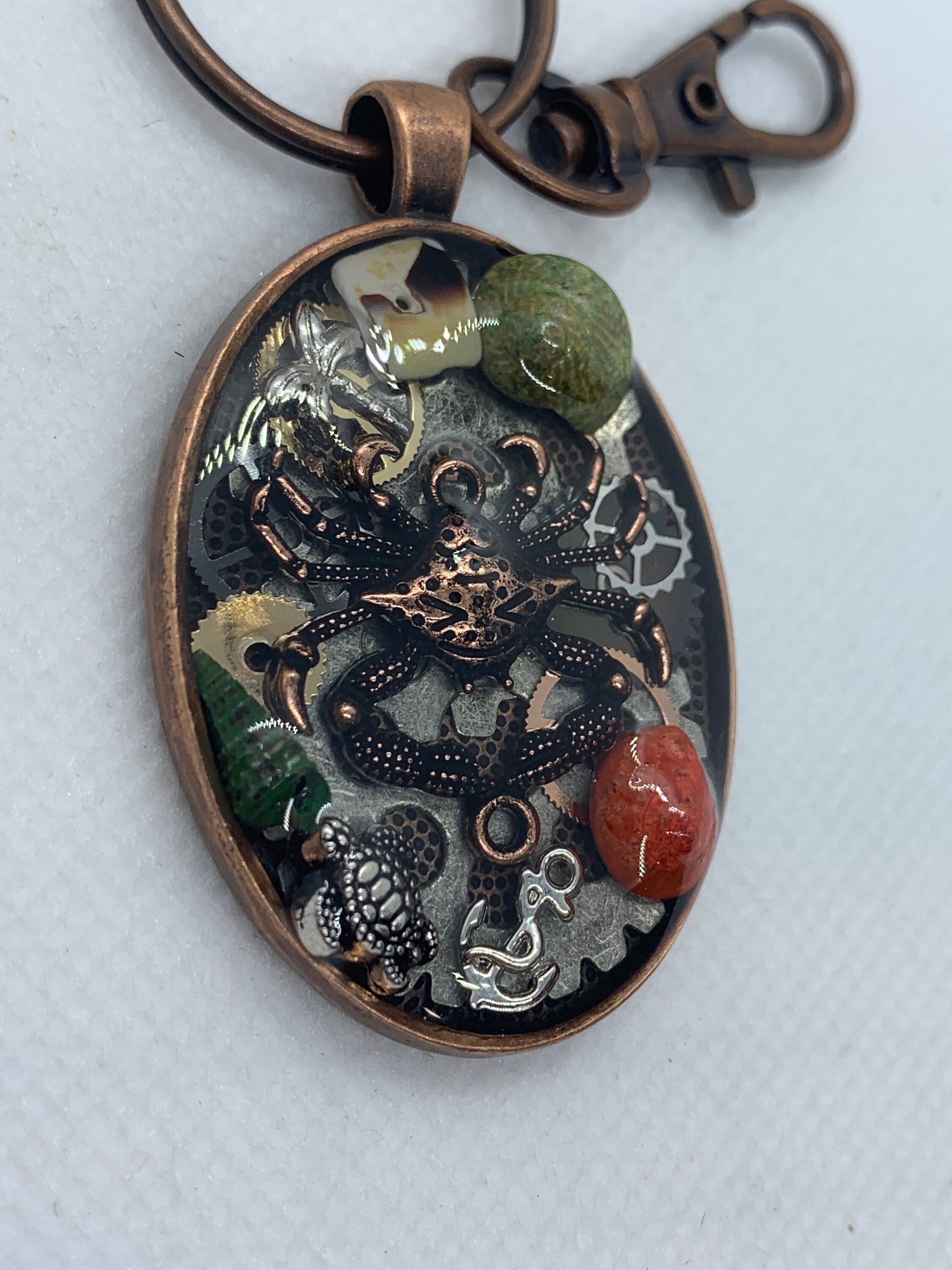 Crab Ocean Turtle Steampunk Keychain