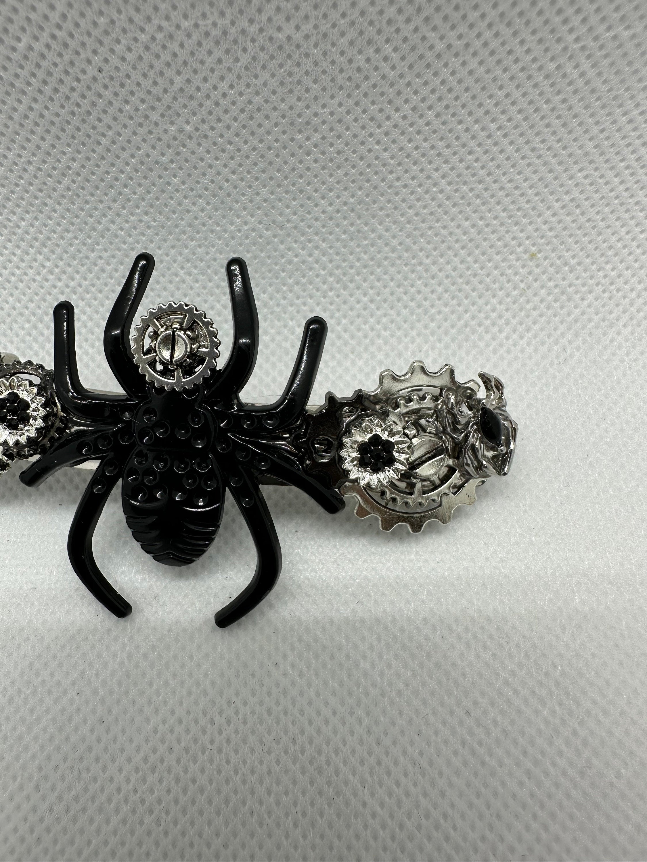 Halloween Steampunk Black Spider Hair Clip