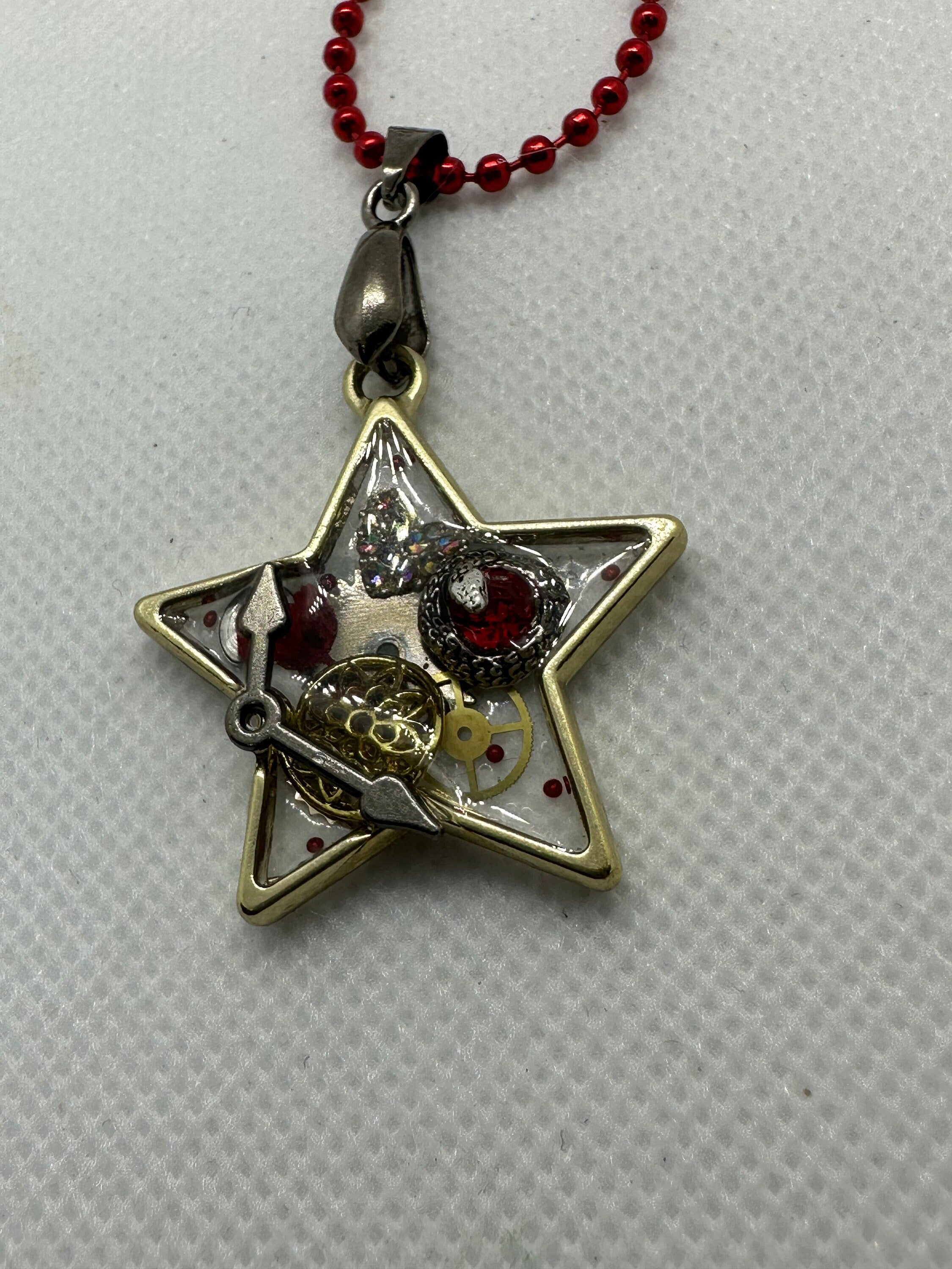Steampunk Gold Star Necklace with Snake