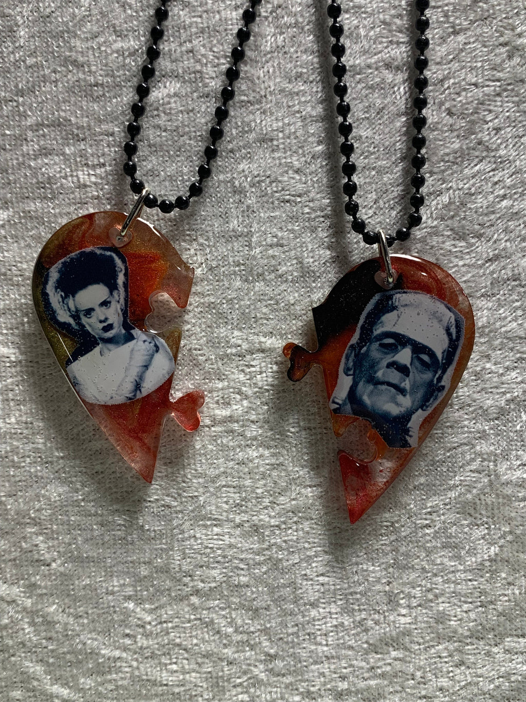 Frankenstein's Monster Frankenstein's Bride Broken Heart Necklace Halloween