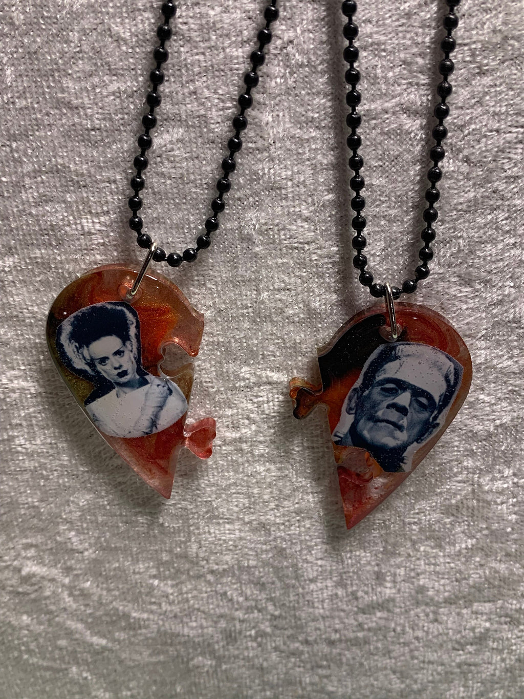 Frankenstein's Monster Frankenstein's Bride Broken Heart Necklace Halloween