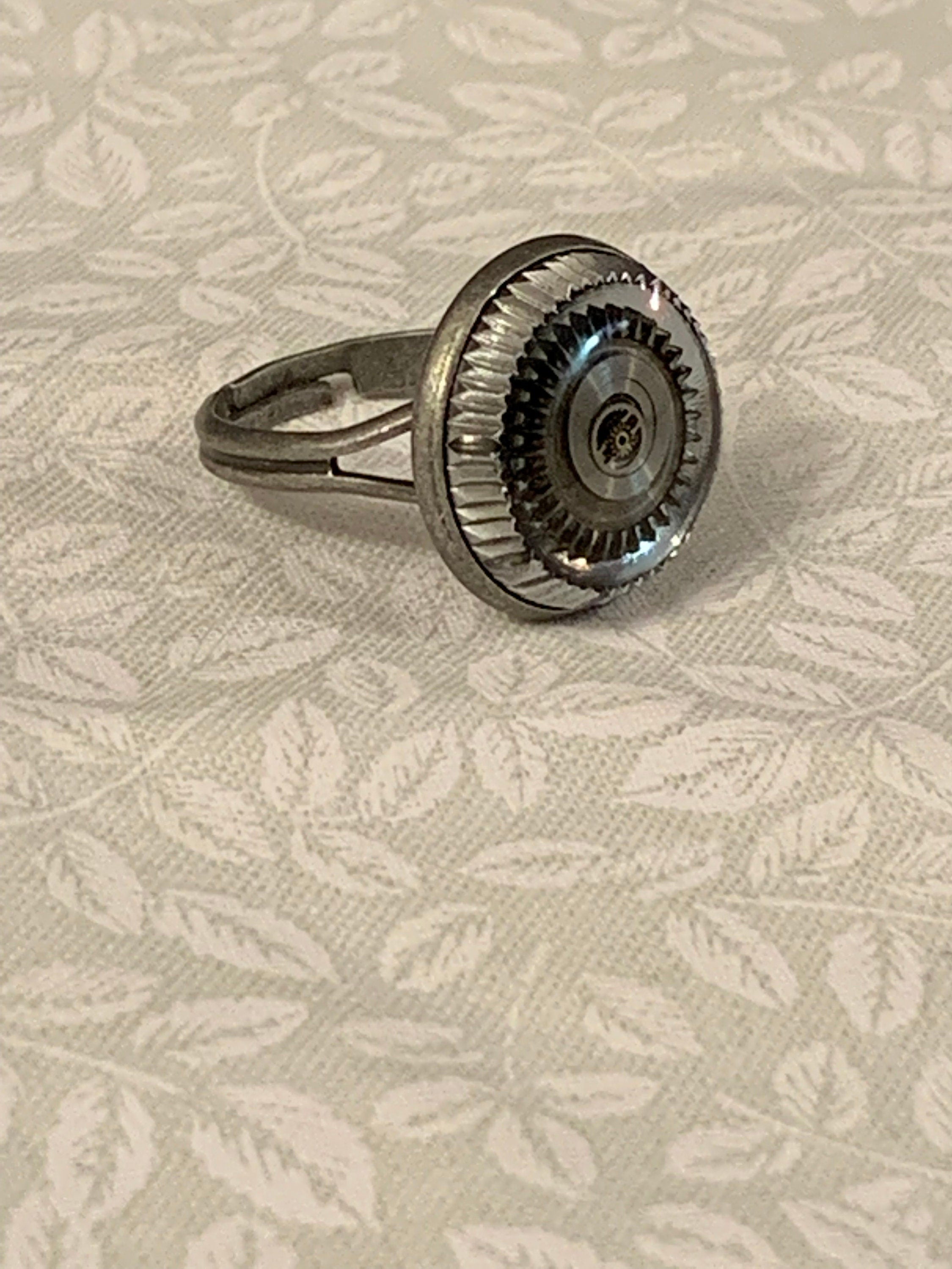 Steampunk Silver adjustable ring