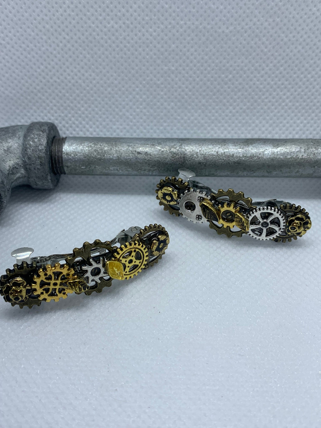 Tiny French Barrettes Hair clips Metal Steampunk