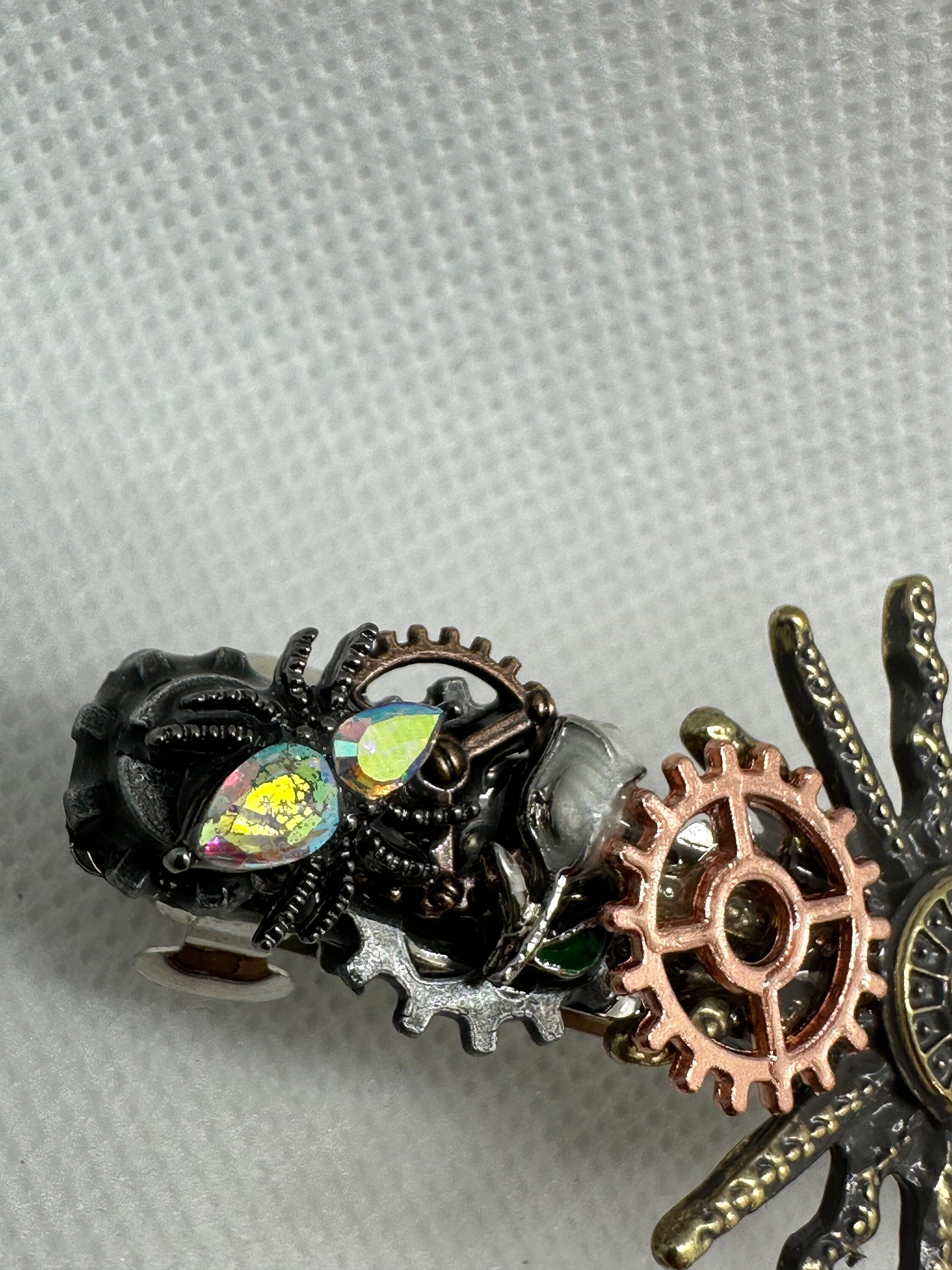 Steampunk Spikey Sun with spiders Hairclip