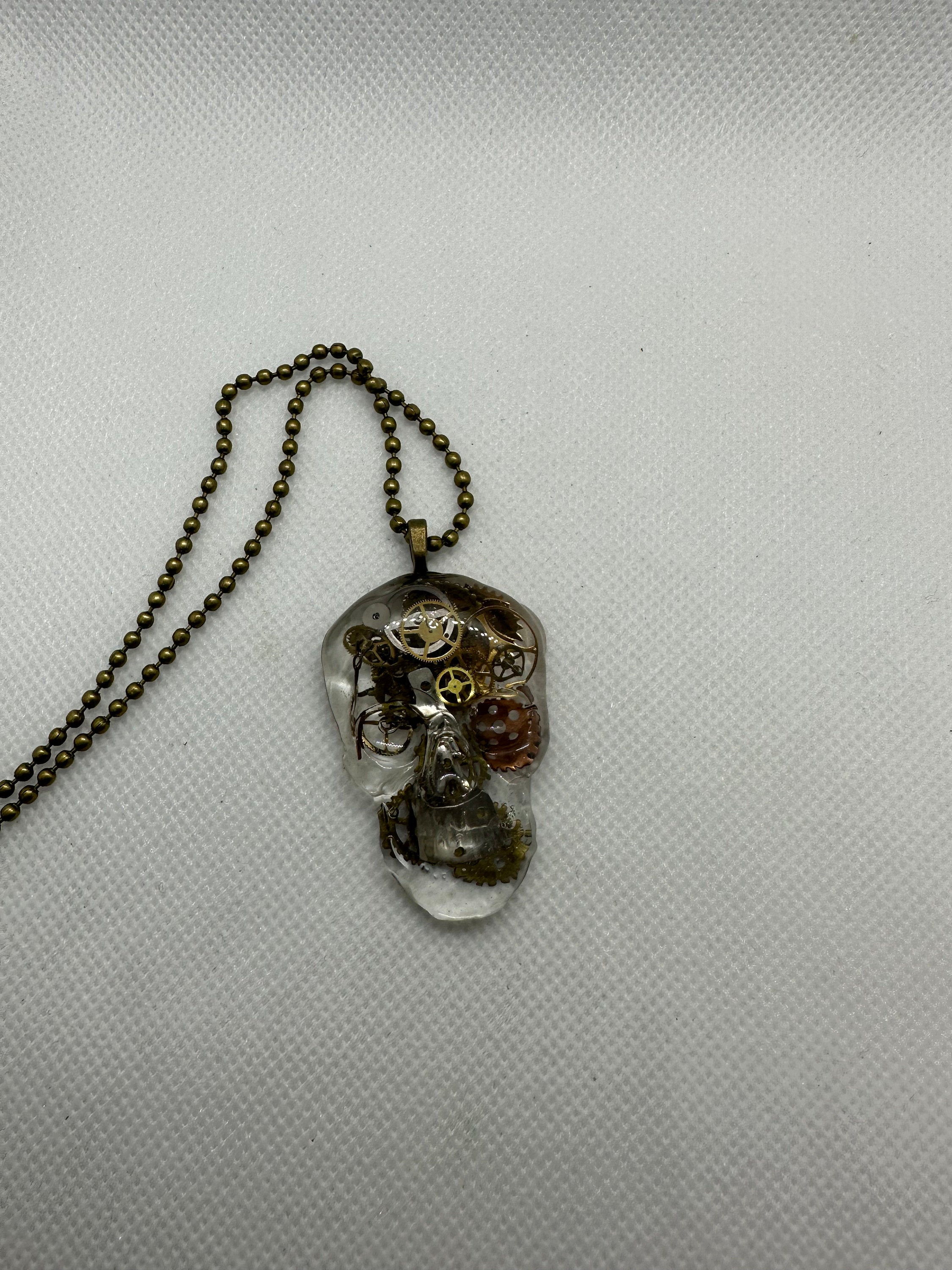 Steampunk Resin Skull Necklace