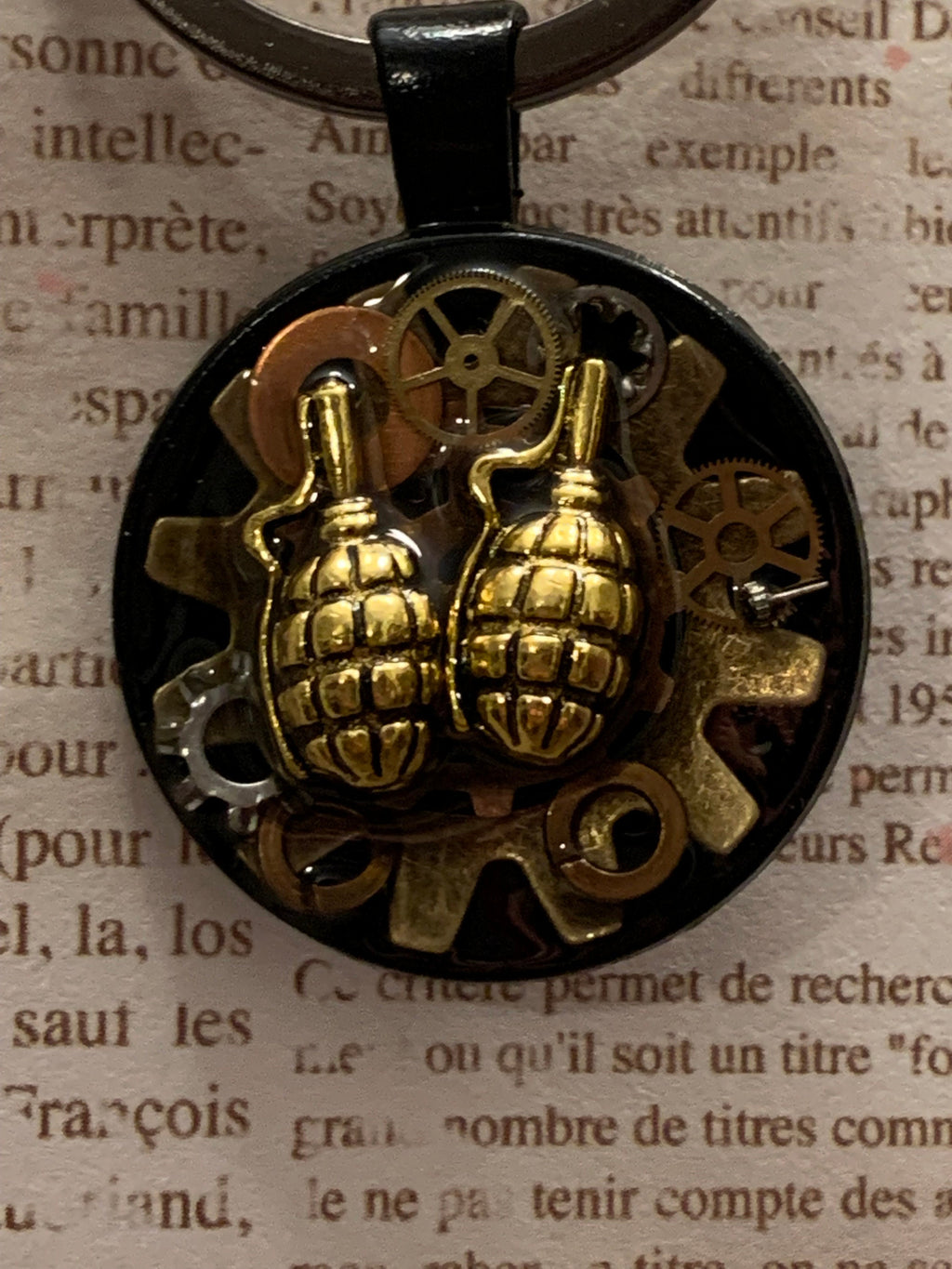 Steampunk Grenade Keychain