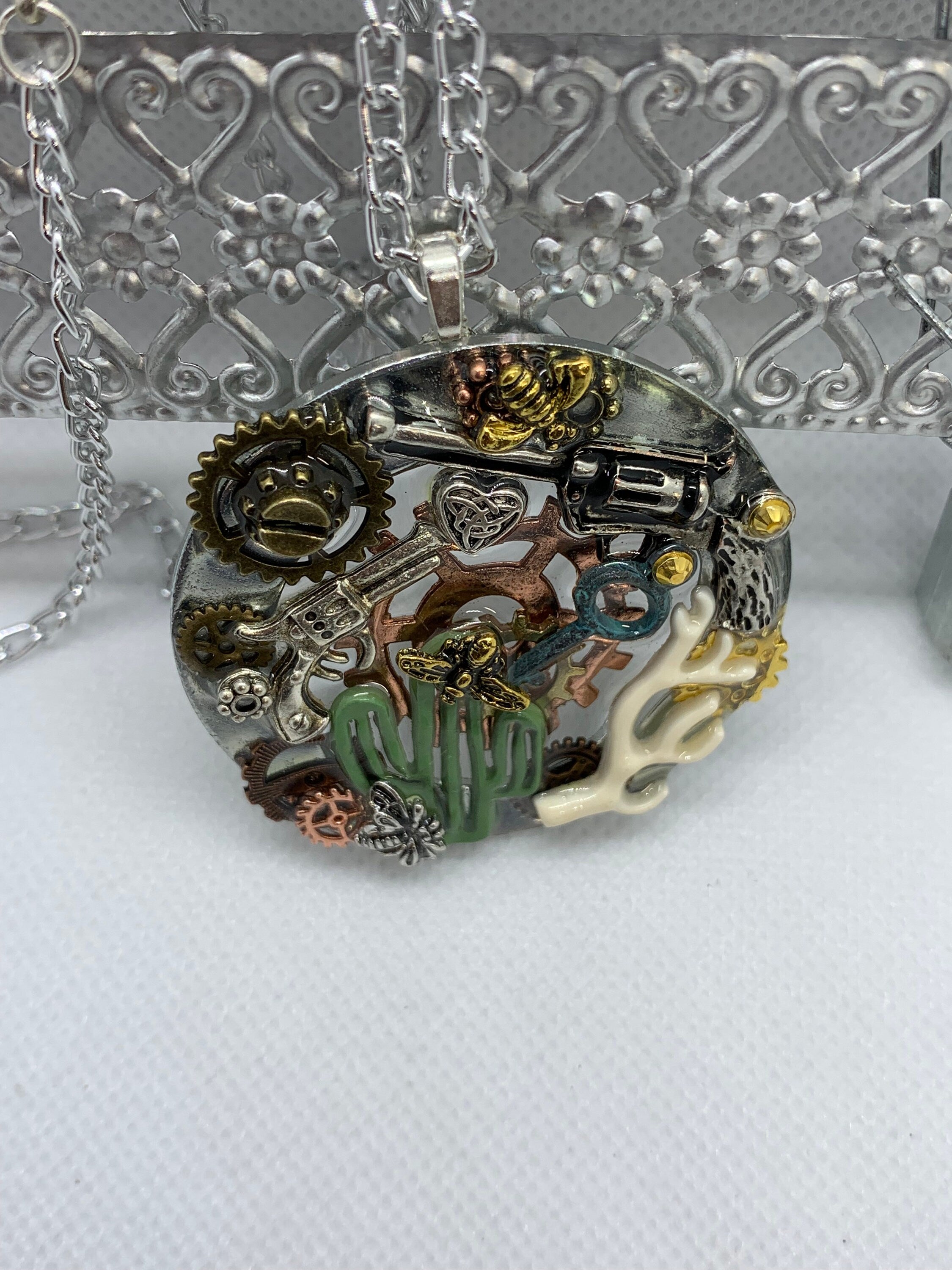 Cactus Desert Inspired Steampunk Necklace