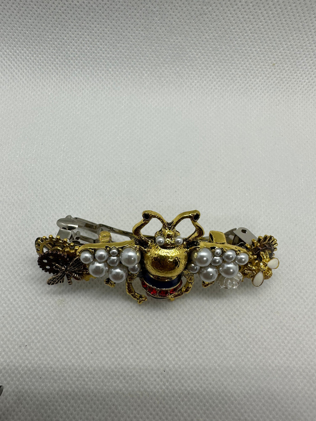 Red, White, Blue and Gold Steampunk Beatle Hairclip