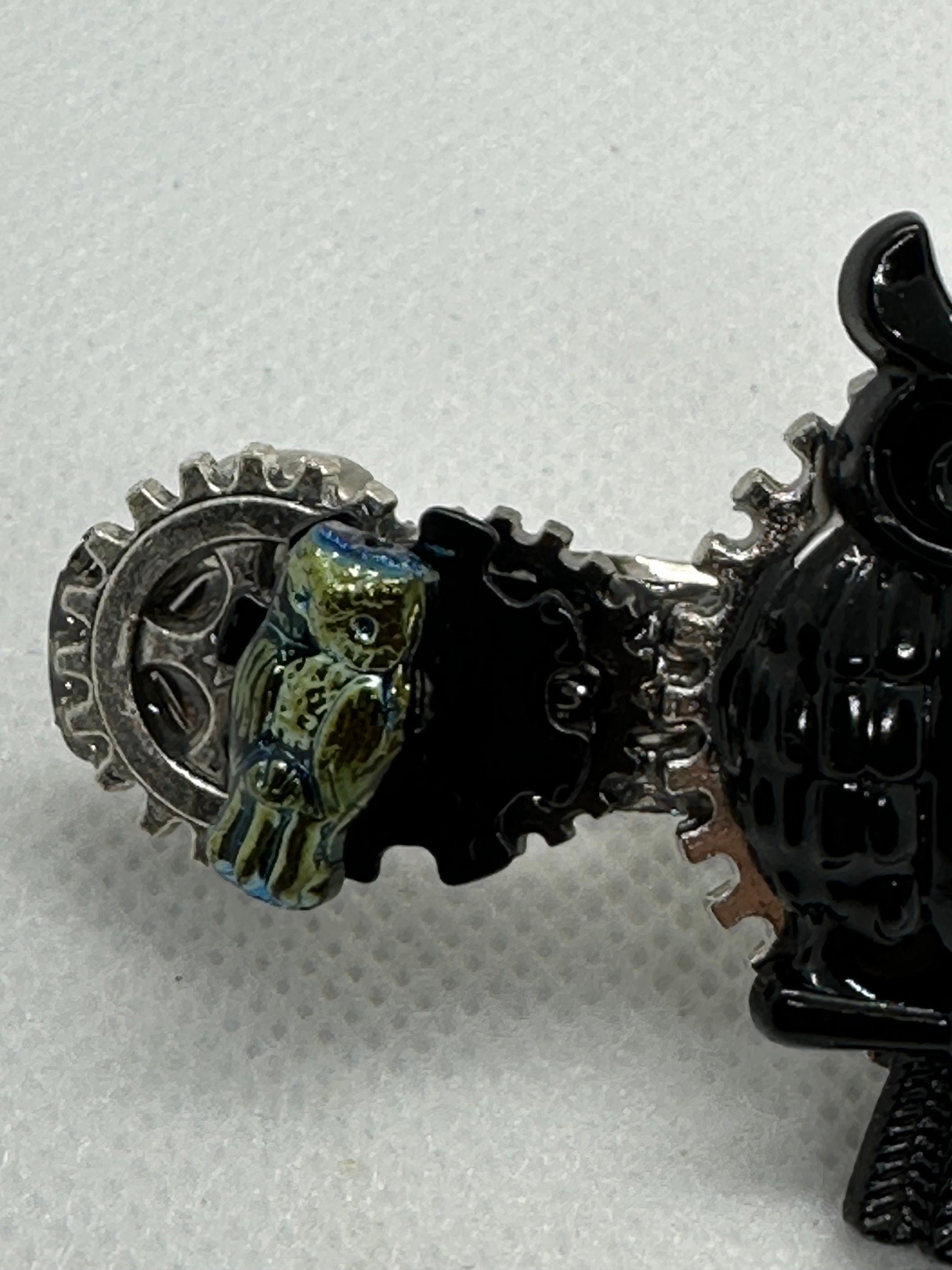Steampunk Black Owl With Baby Hairclip