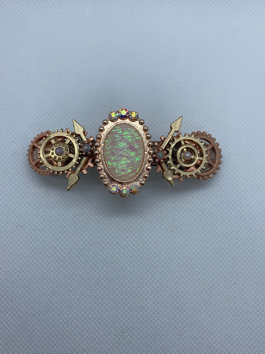 Steampunk Rose gold Rose Quarts look Stone Hair Clip