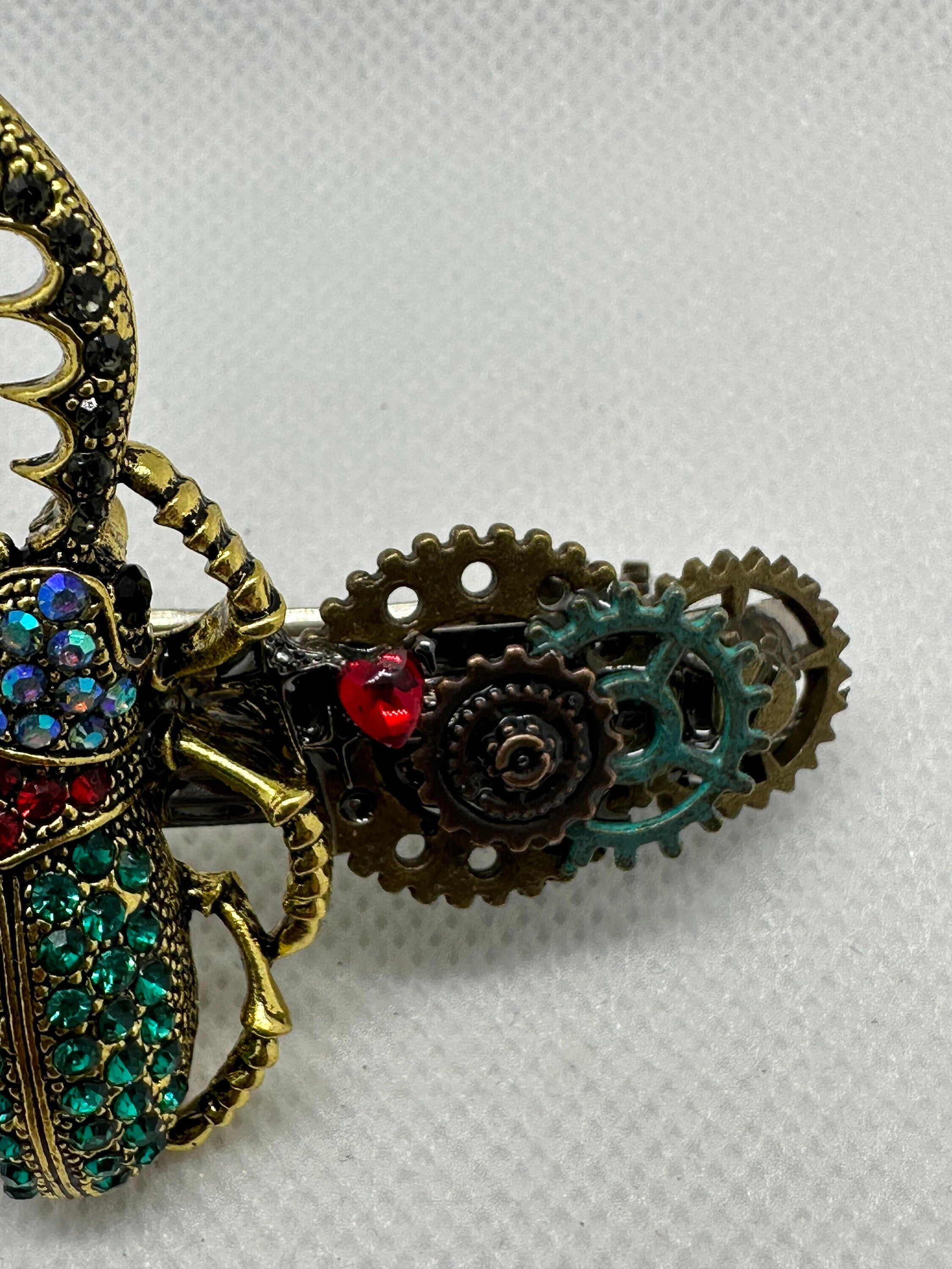 Steampunk Rhinestone Beetle Hair Clip