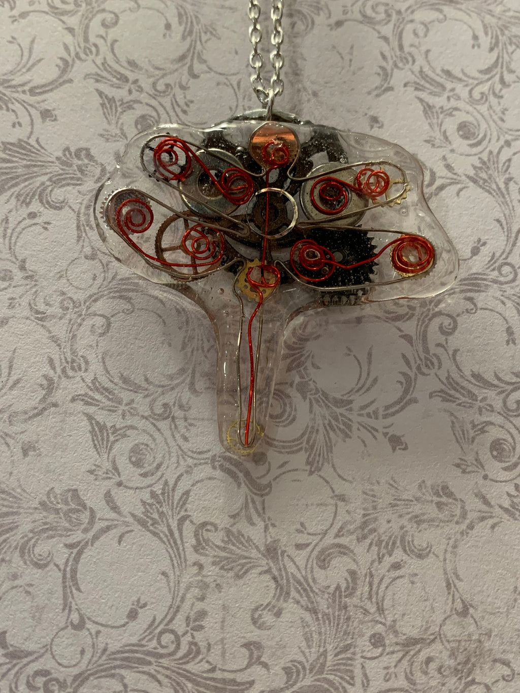 Steampunk Dragonfly wire necklace