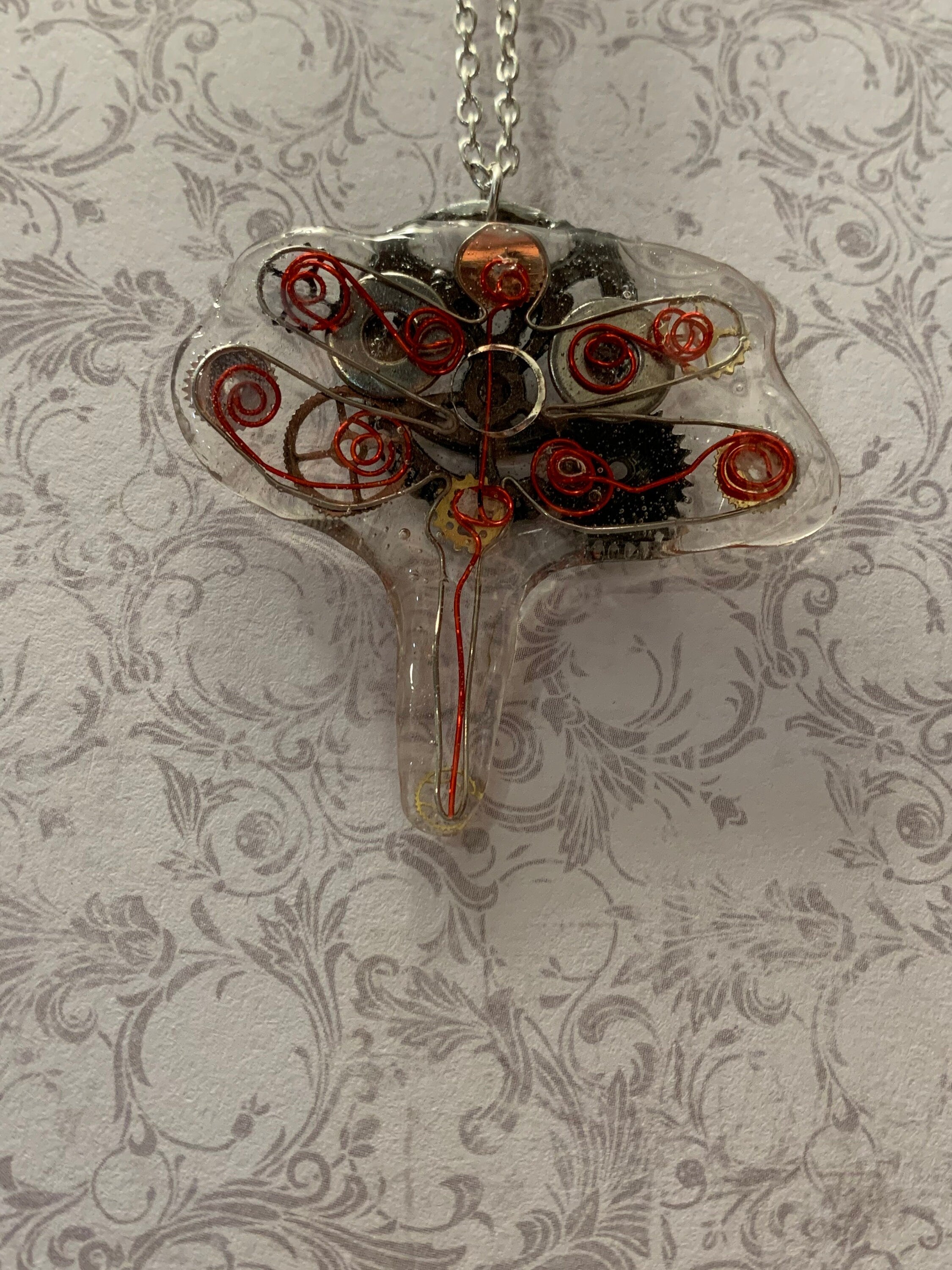Steampunk Dragonfly wire necklace