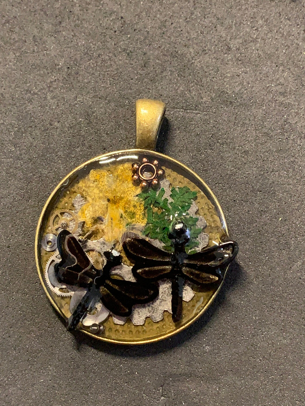 Steampunk Two Black Dragonflies Keychain