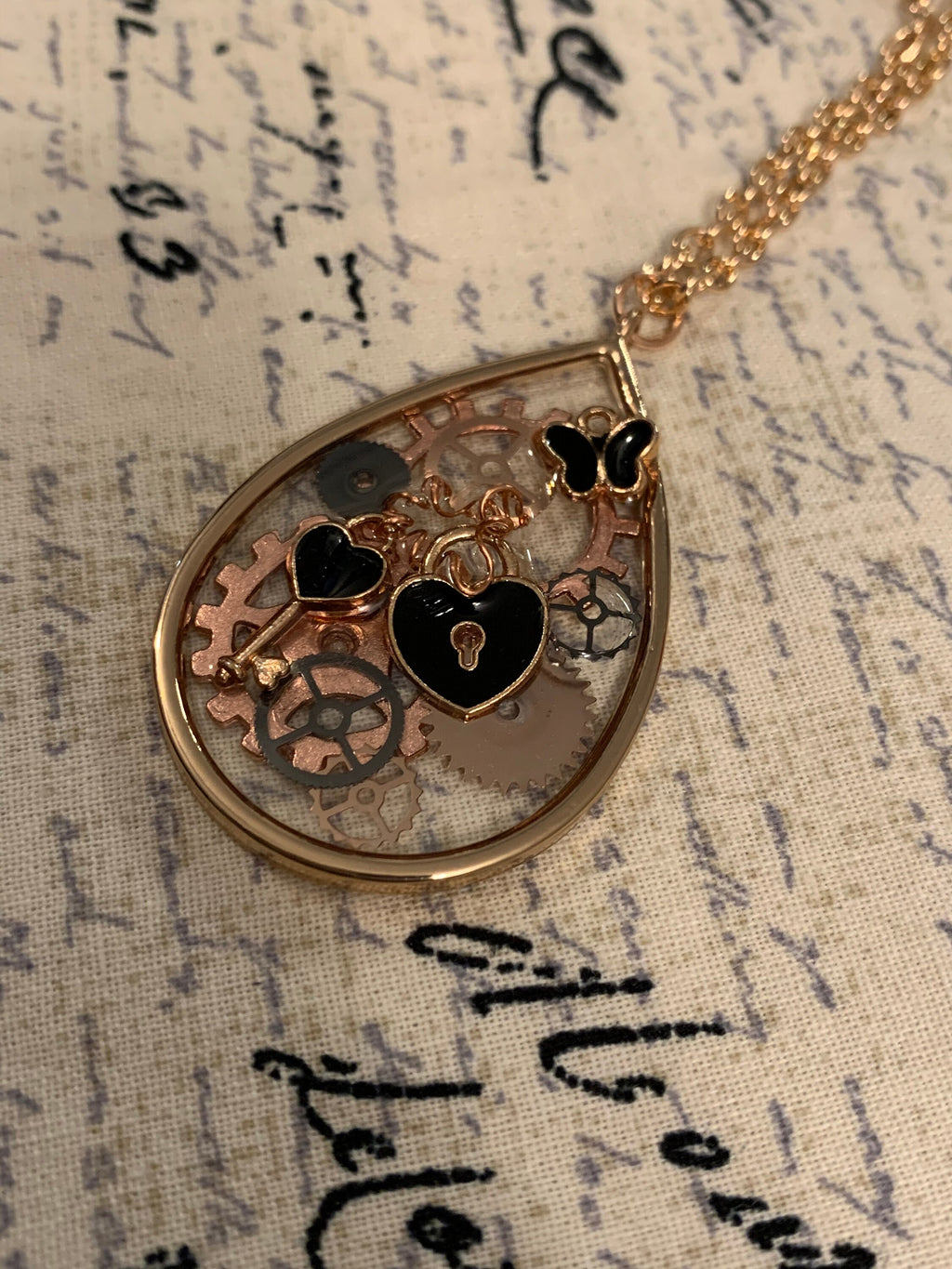 Steampunk Lock and key Necklace
