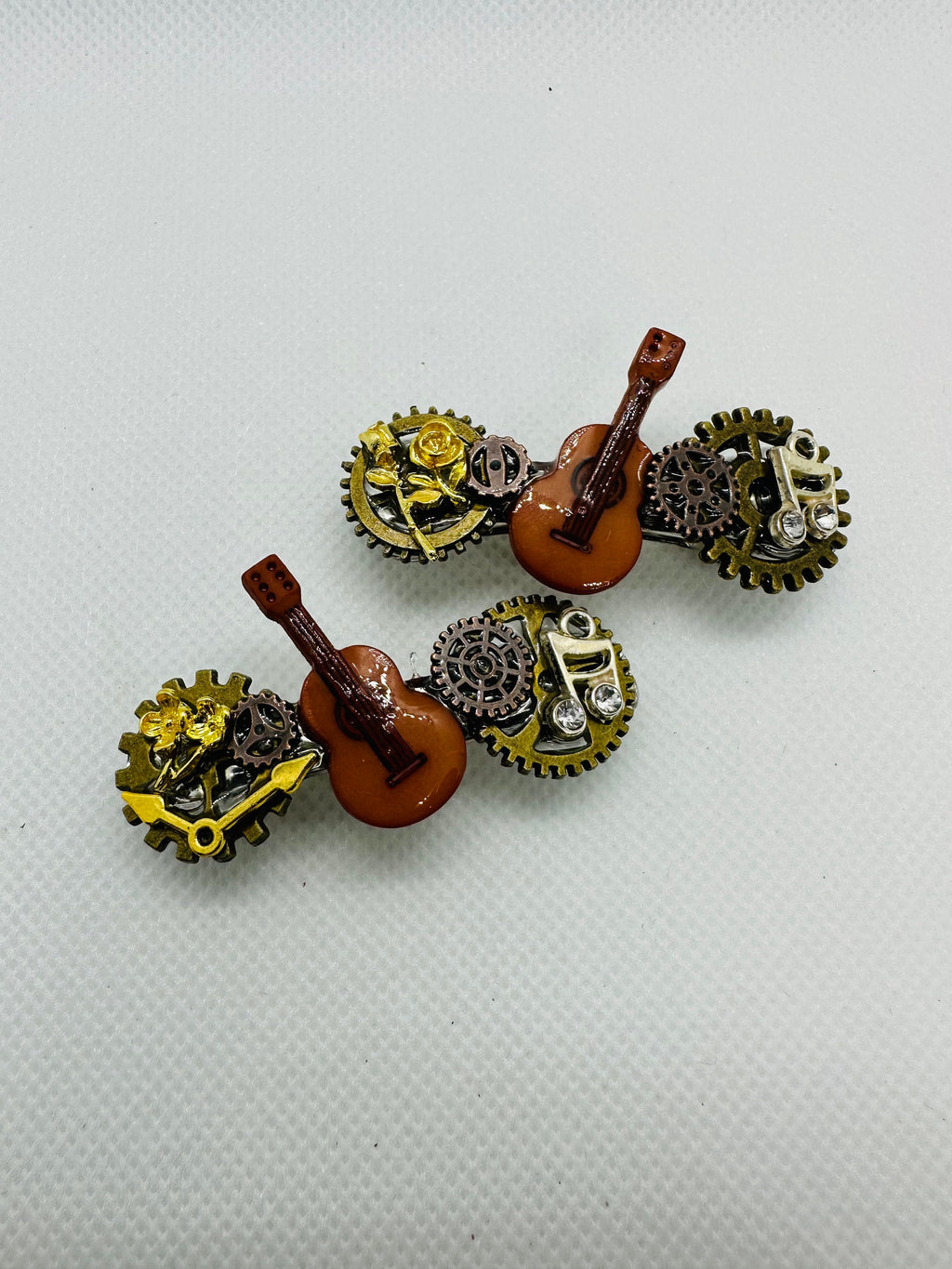 Musical Guitar Steampunk Mini Hair Clips