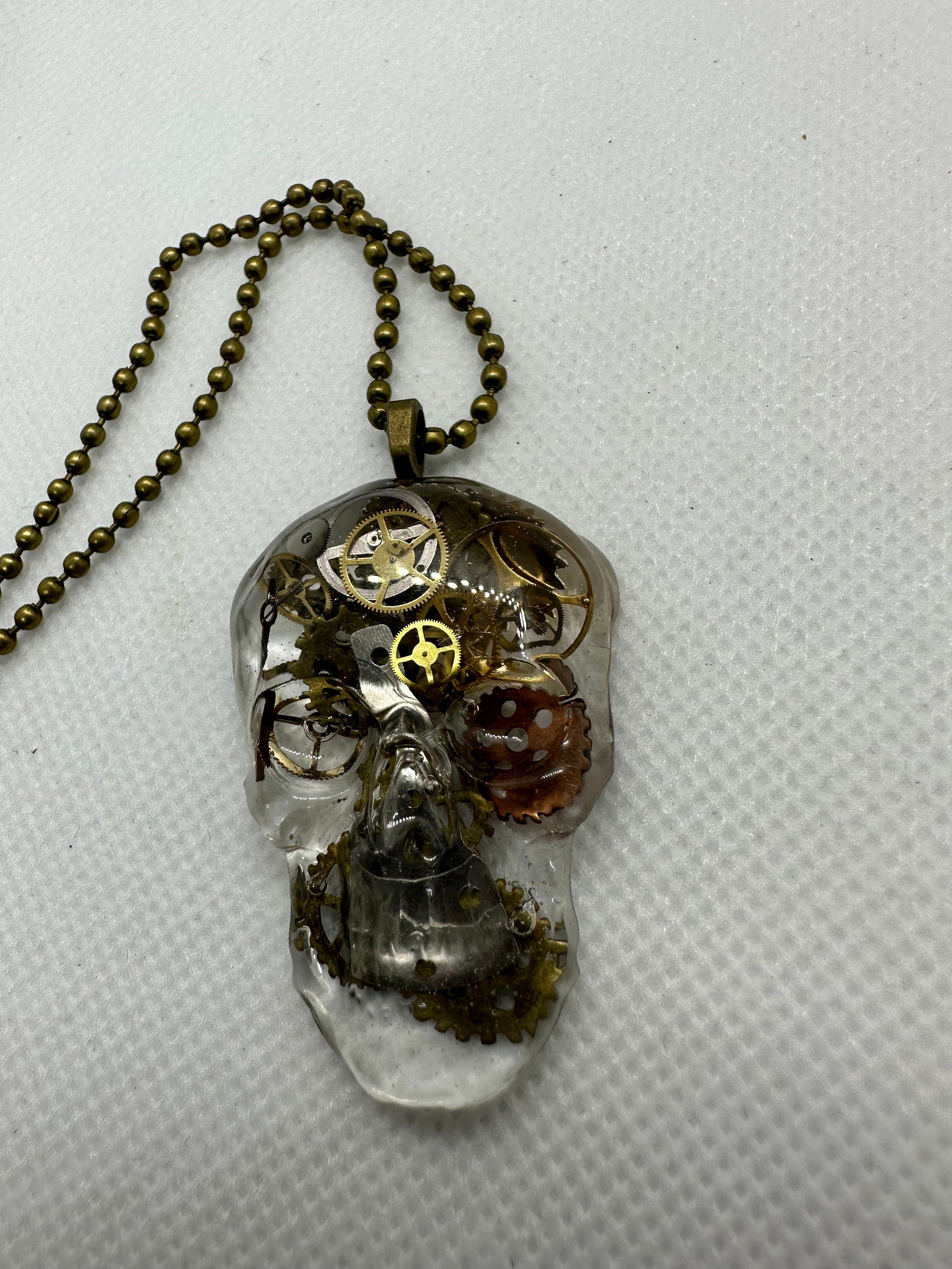 Steampunk Resin Skull Necklace