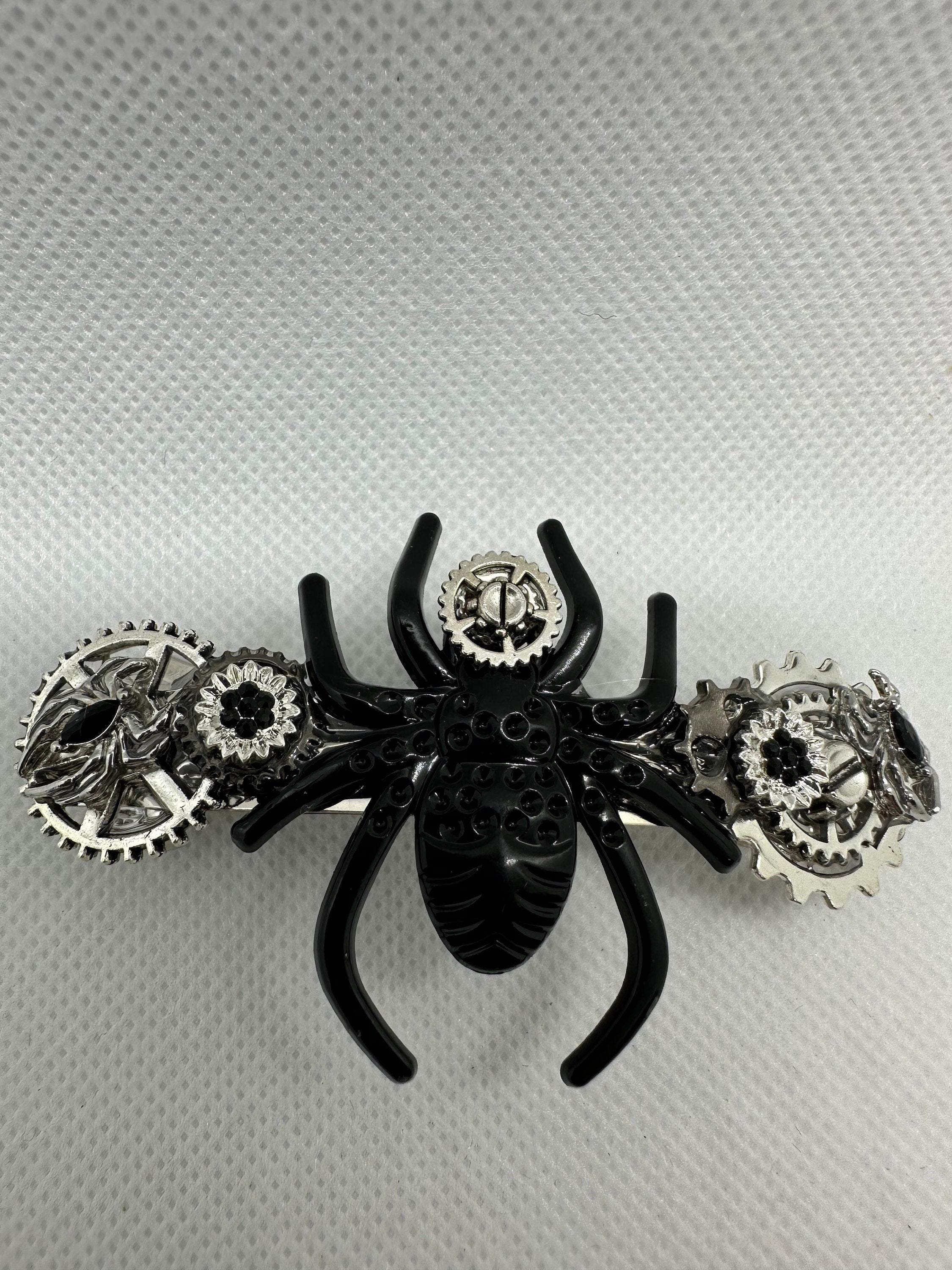 Halloween Steampunk Black Spider Hair Clip