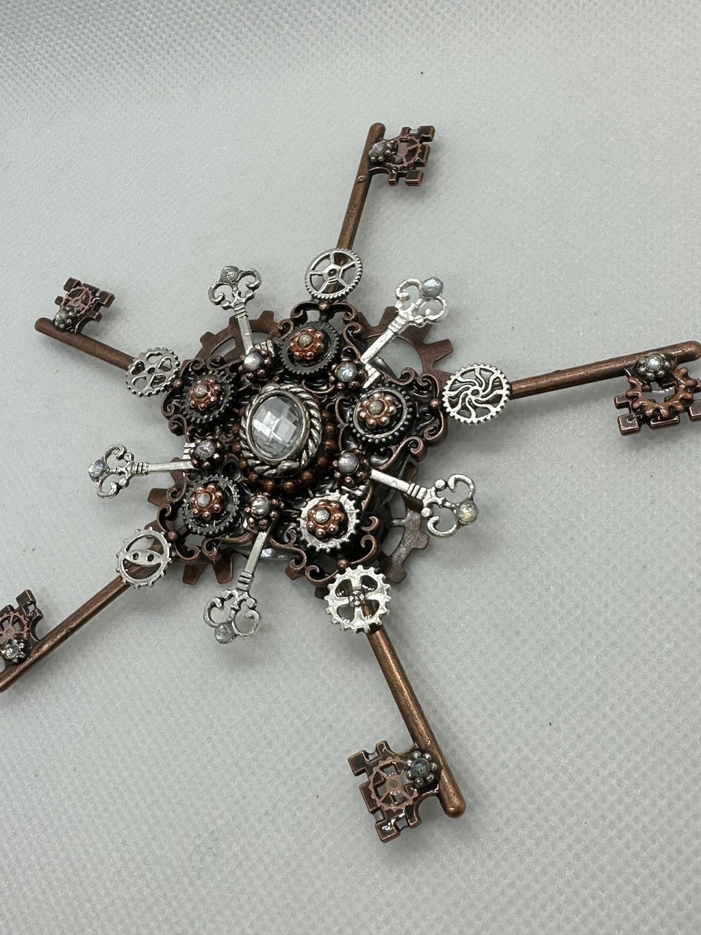 Steampunk Metal Keys Snowflake Ornament or Decoration
