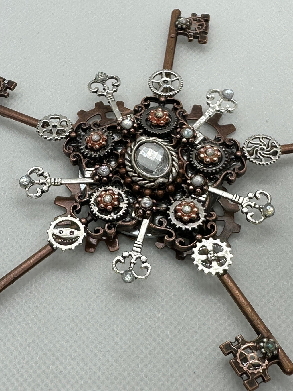 Steampunk Metal Keys Snowflake Ornament or Decoration