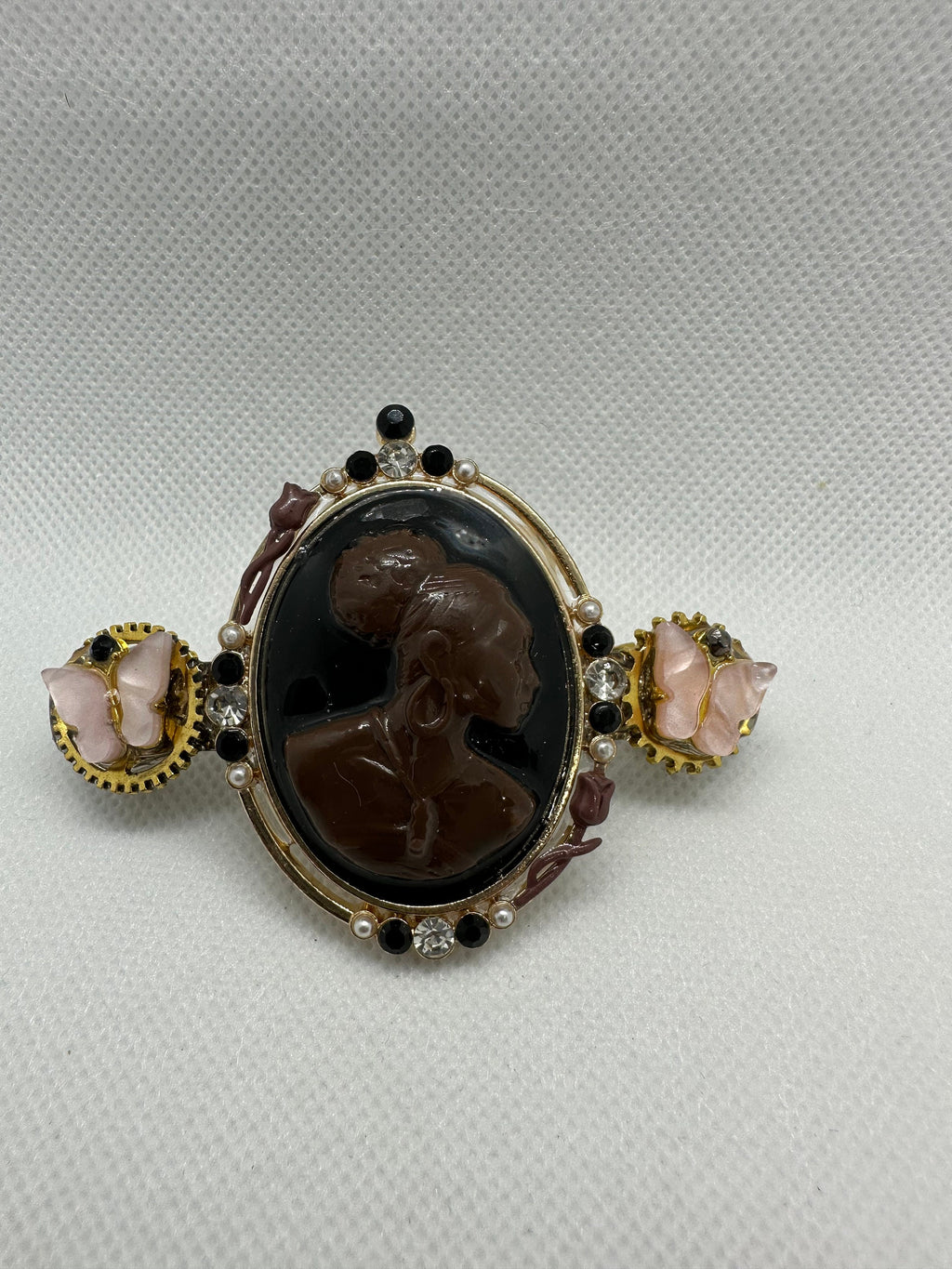 Steampunk African Lady cameo with Antique Look Hairclip