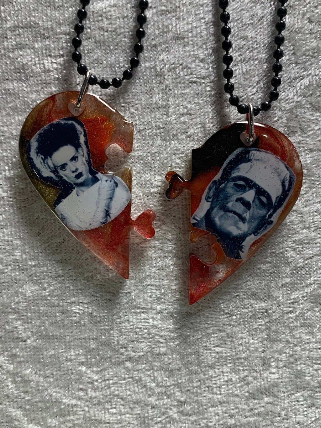 Frankenstein's Monster Frankenstein's Bride Broken Heart Necklace Halloween