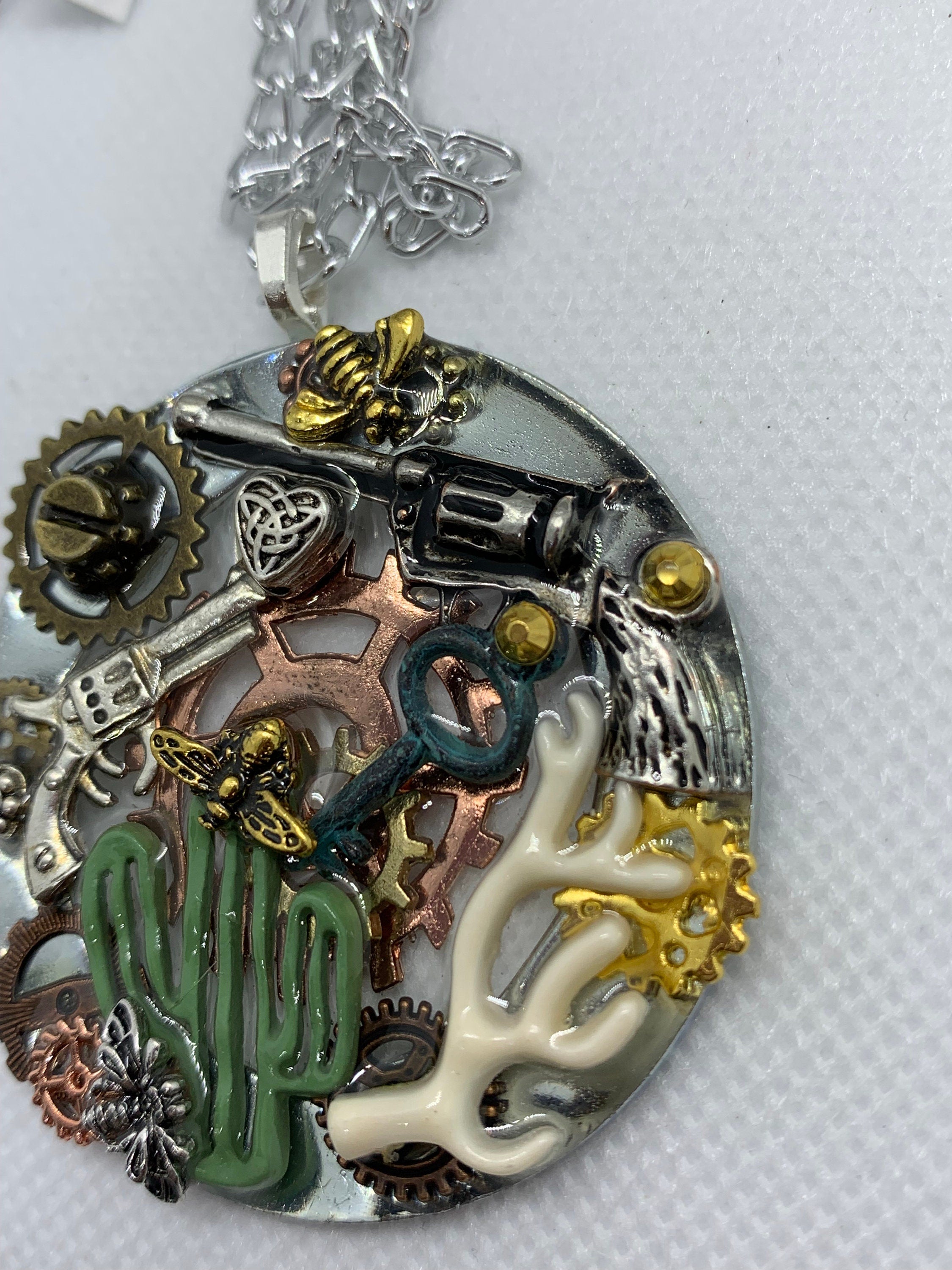 Cactus Desert Inspired Steampunk Necklace