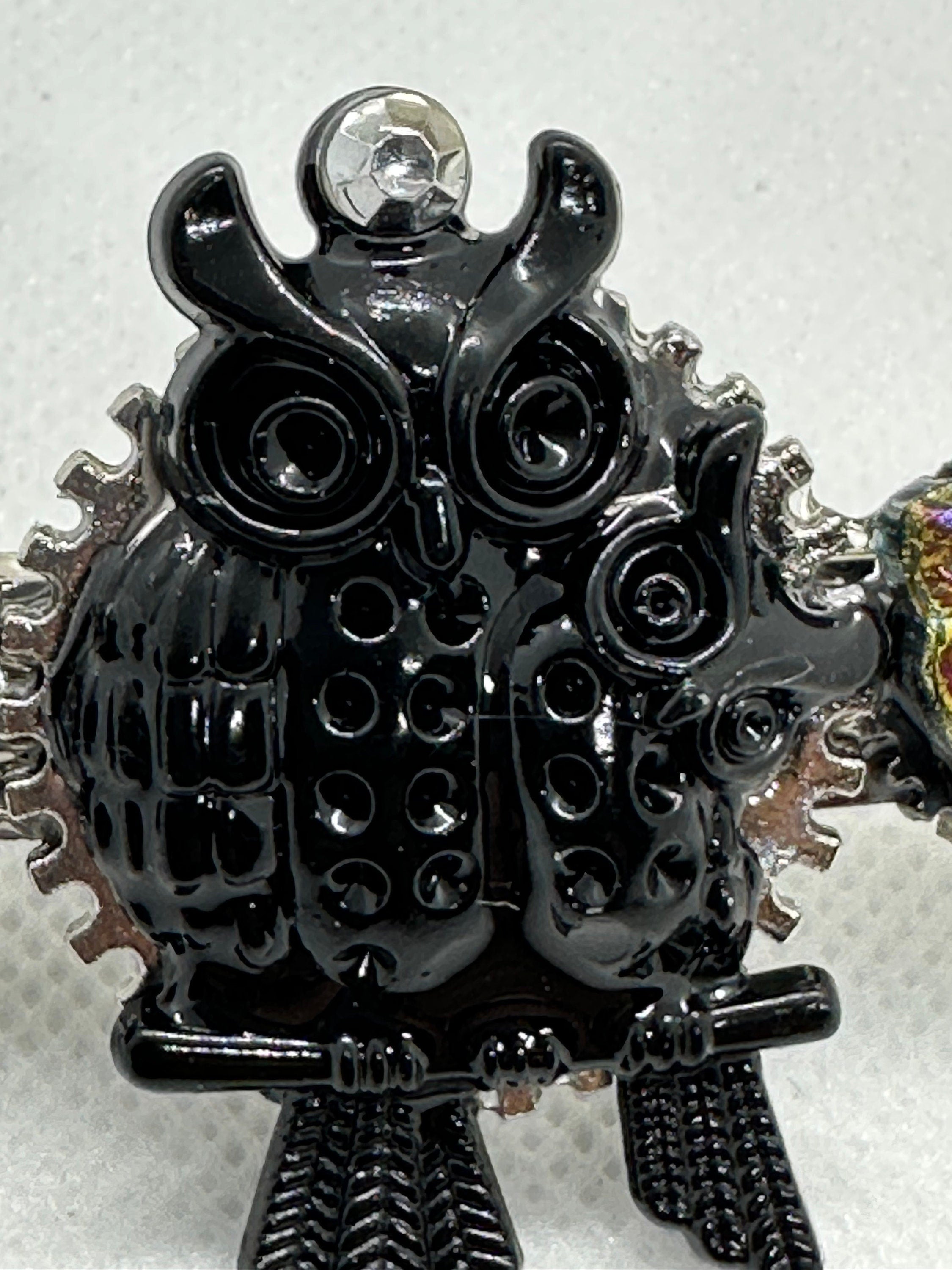 Steampunk Black Owl With Baby Hairclip