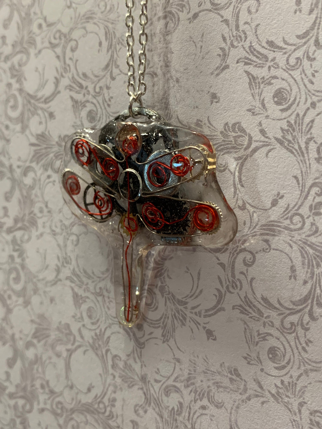Steampunk Dragonfly wire necklace