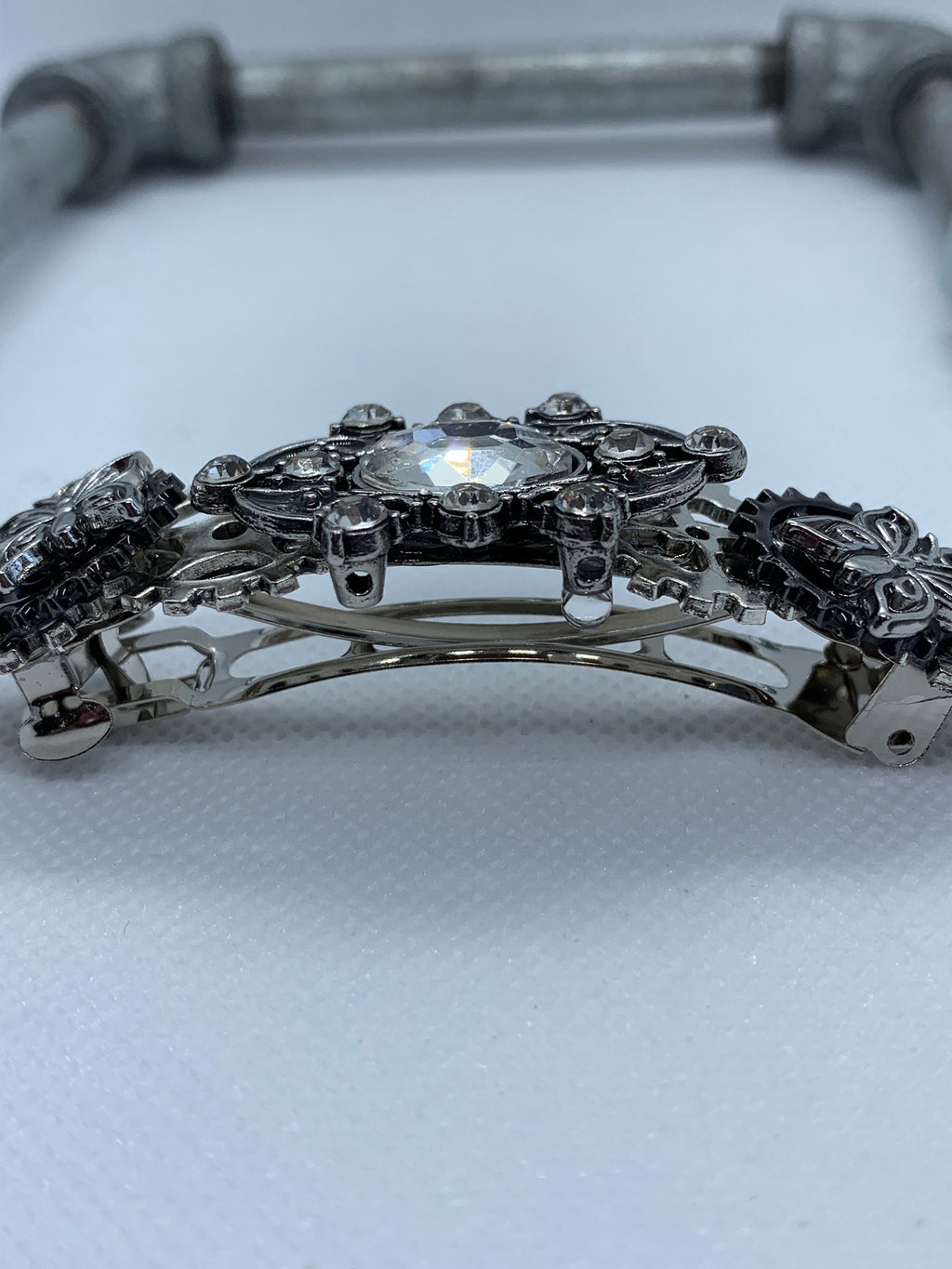 Rhinestone Silver Steampunk Butterfly Hair clip