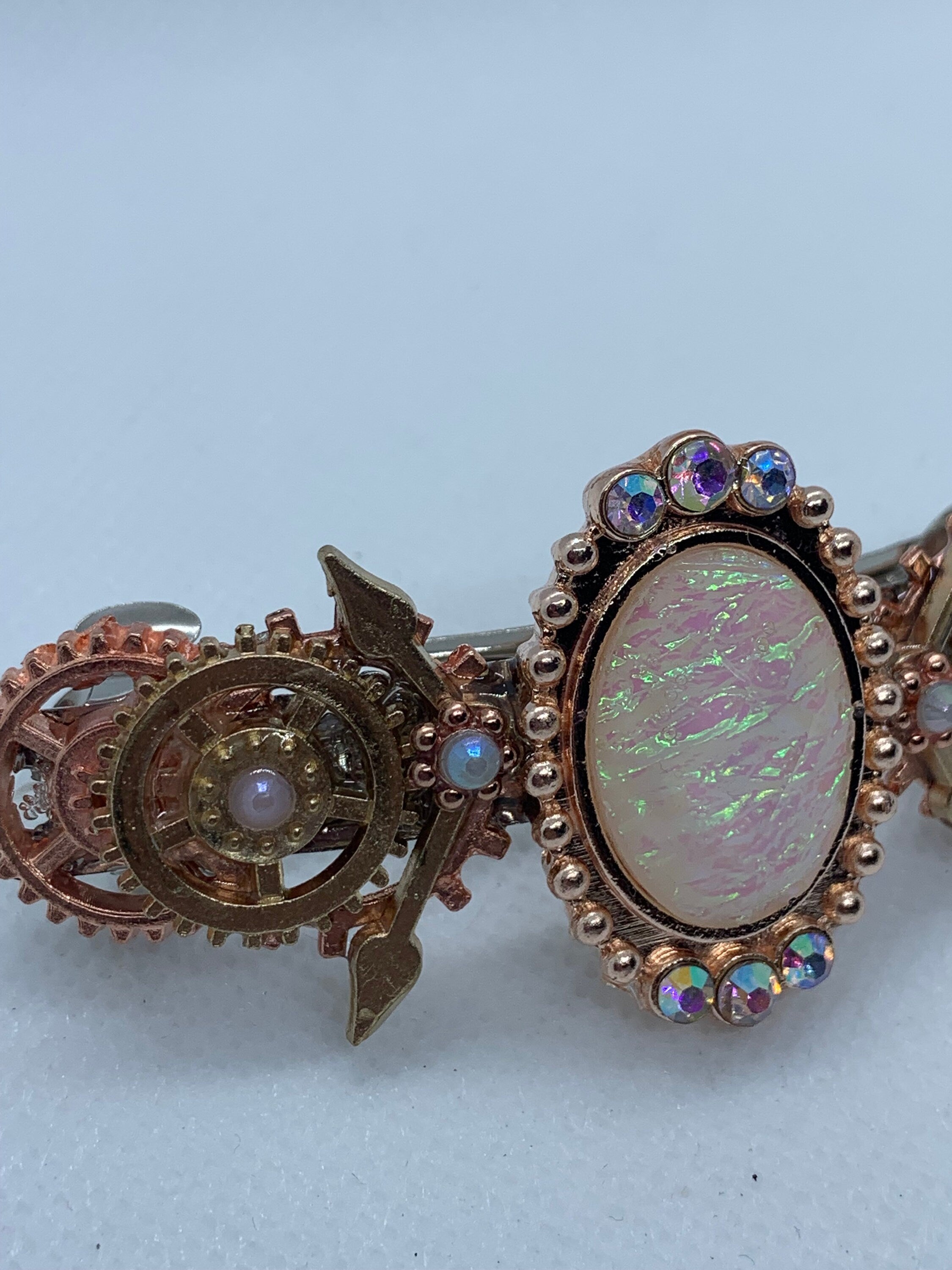 Steampunk Rose gold Rose Quarts look Stone Hair Clip
