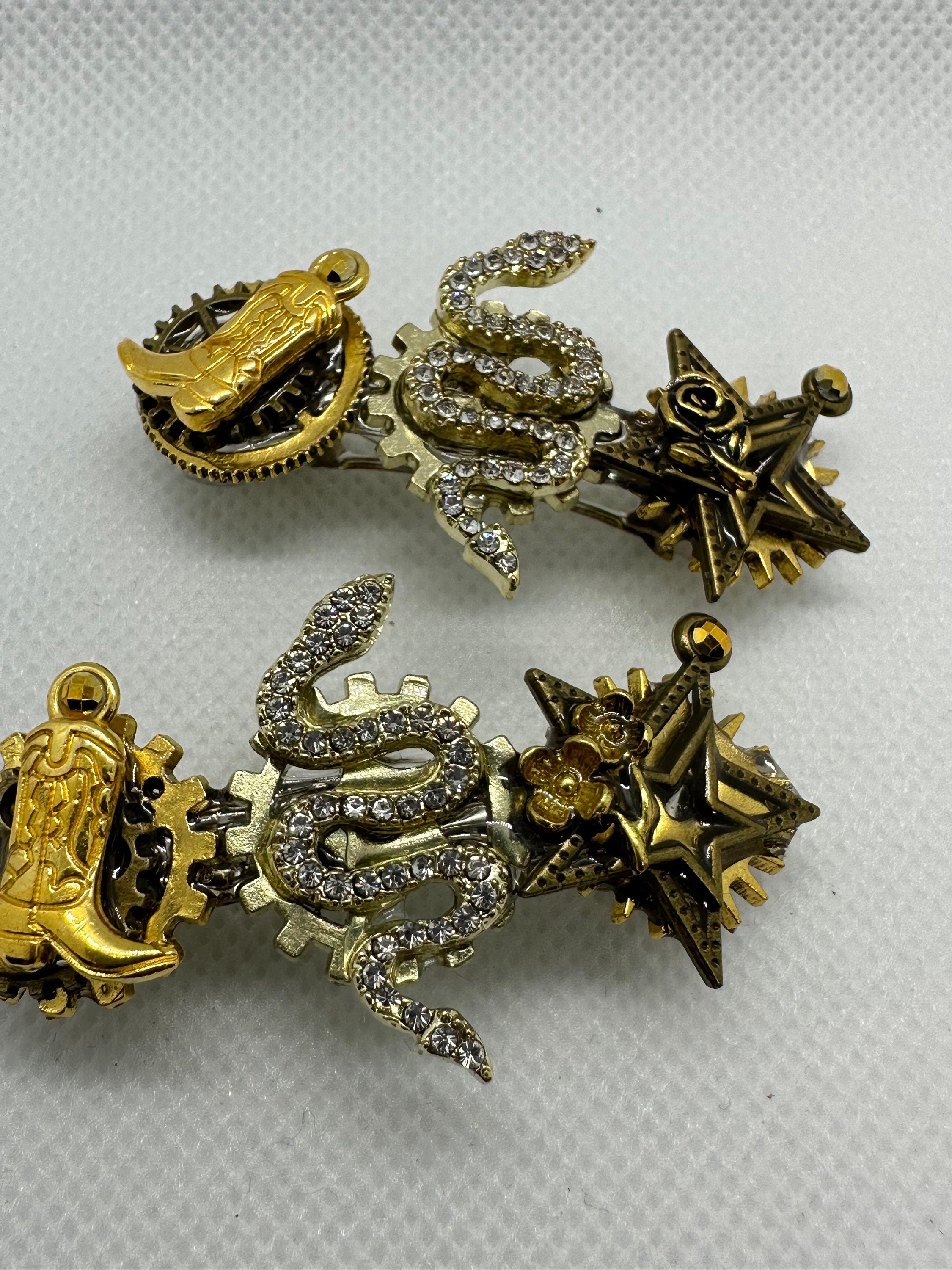 Rhinestone Snakes Steampunk Mini Hair Clips