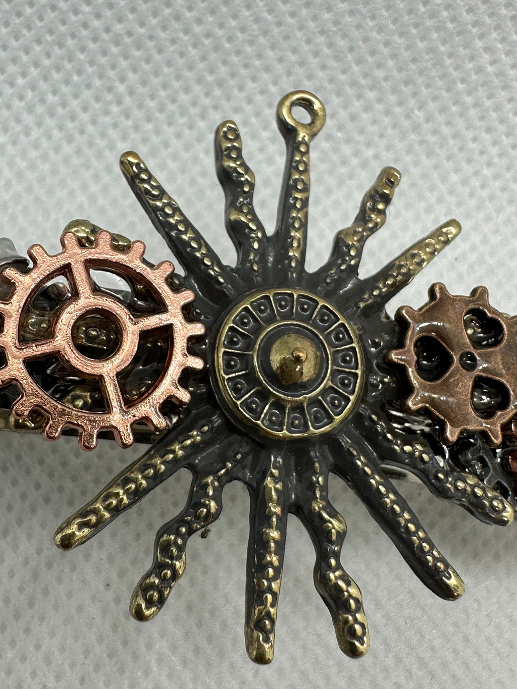 Steampunk Spikey Sun with spiders Hairclip