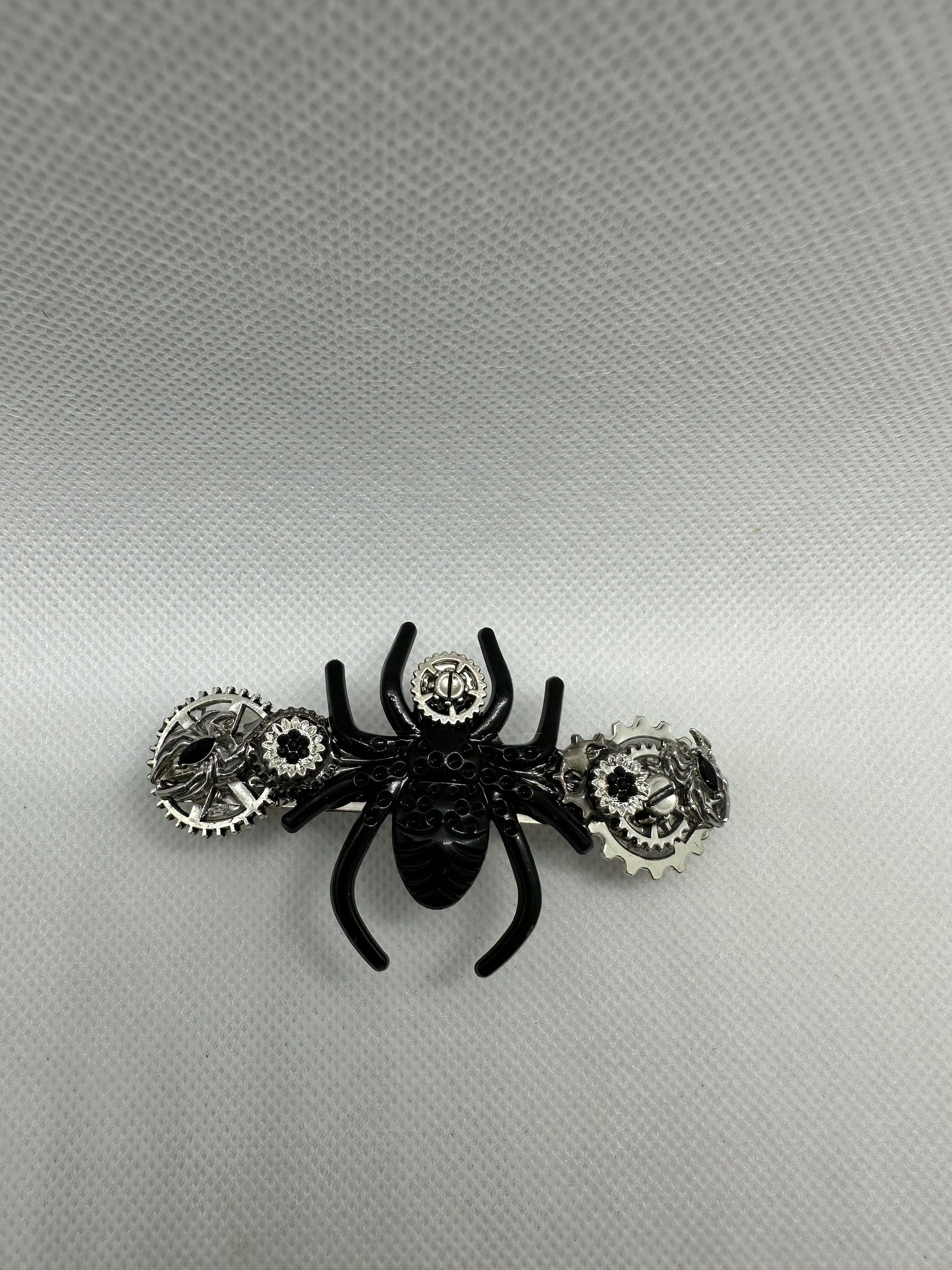 Halloween Steampunk Black Spider Hair Clip