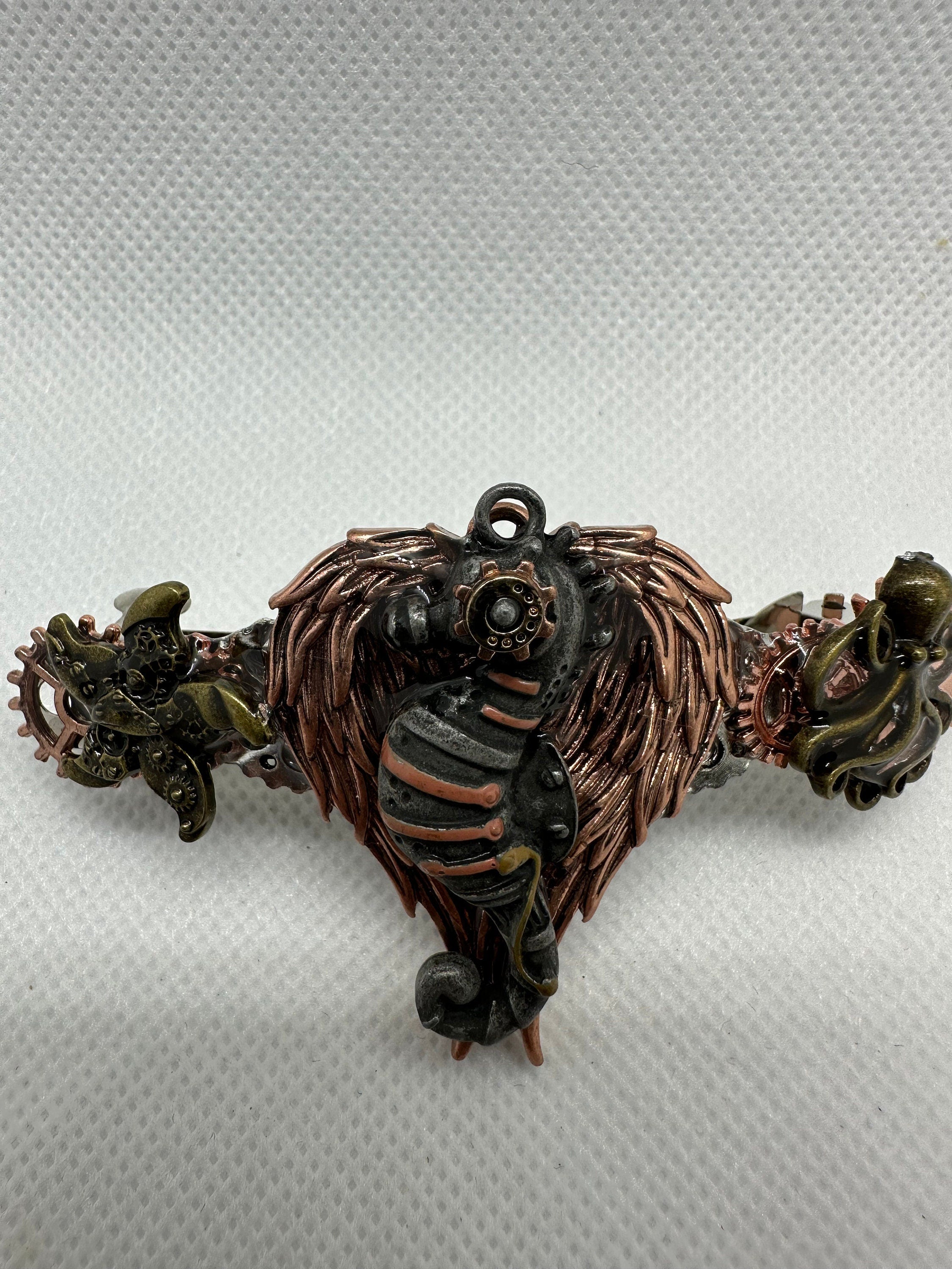 Steampunk Sea Horse with Wings Hair Clip
